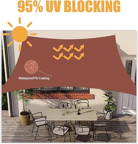 Miniatura 9 de HOMPER Toldo tipo vela impermeable, bloquea eficazmente el 95% de los rayos UV, tela Oxford, para patio, balcones, jardín, fiesta, actividades al