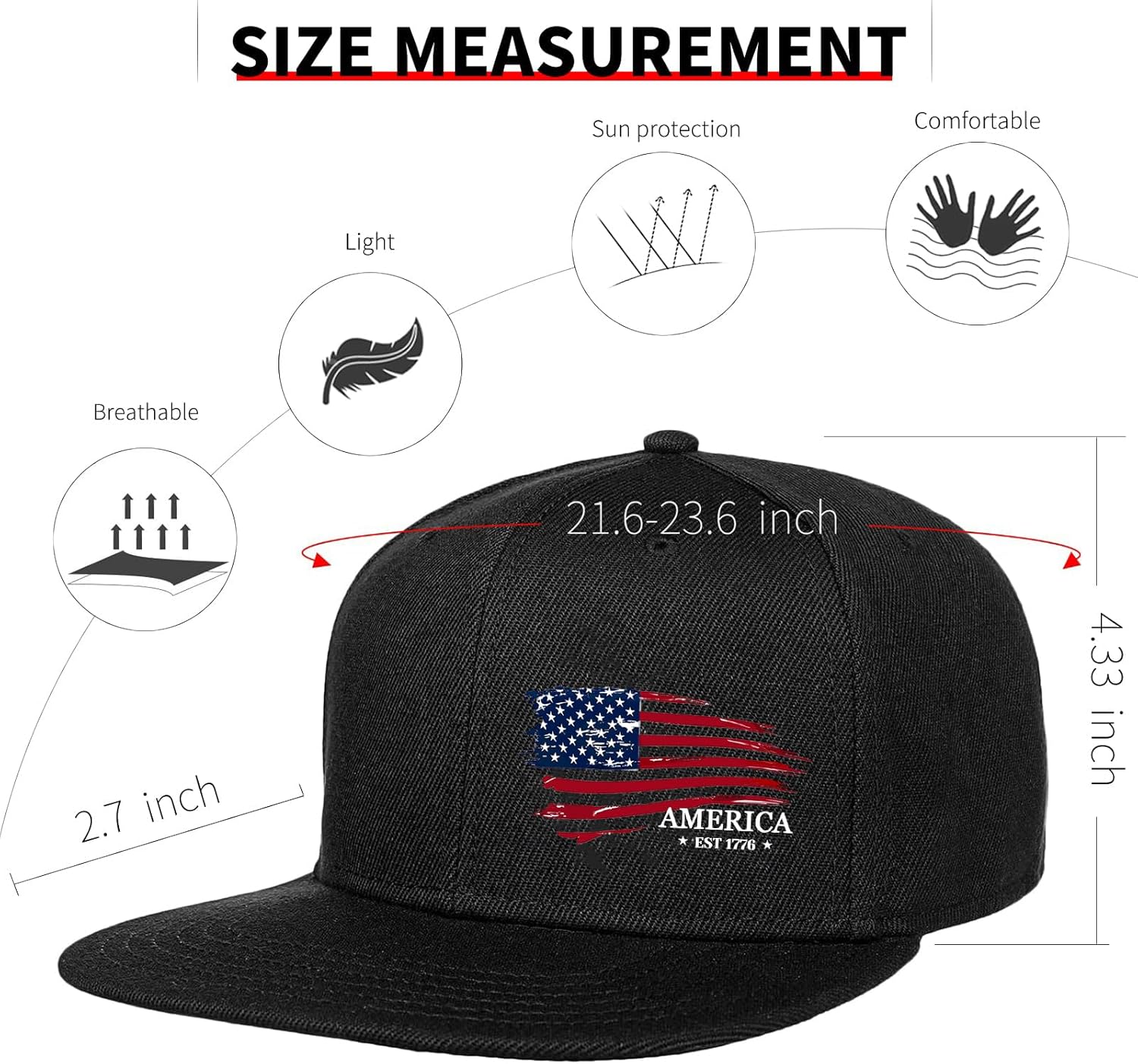 Snapback Hats for Men Flat Bill Hats for Men Black SkullHat Flat Brim Hat Fitted Hats Baseball Caps - Image 3