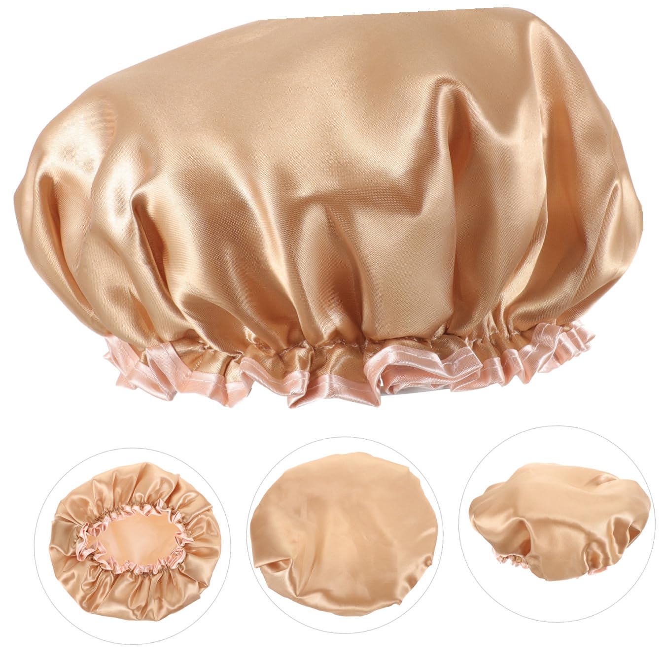 minkissy 4piezas Gorro De Para Mujeres Reutilizable y Sombrero De Baño Para Cabello y Protección Para Spa y Cocina Color Champán