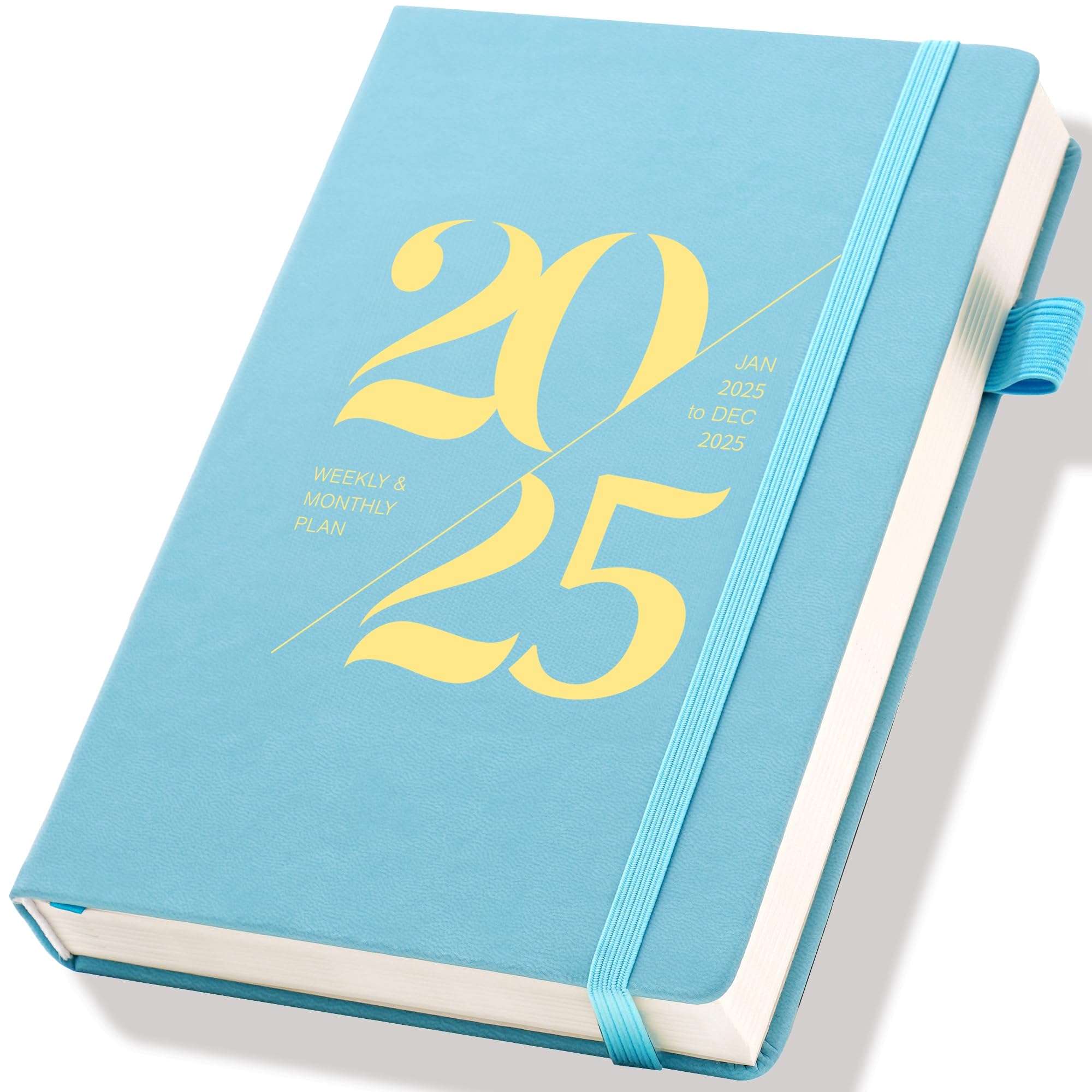 CAGIE2025 Planners for Women 2025 Planner Weekly and Monthly with Stickers& Pocket Hardcover Leather 2025 Calendar Monthly Daily Planner Agenda for Men, 5x8, Blue