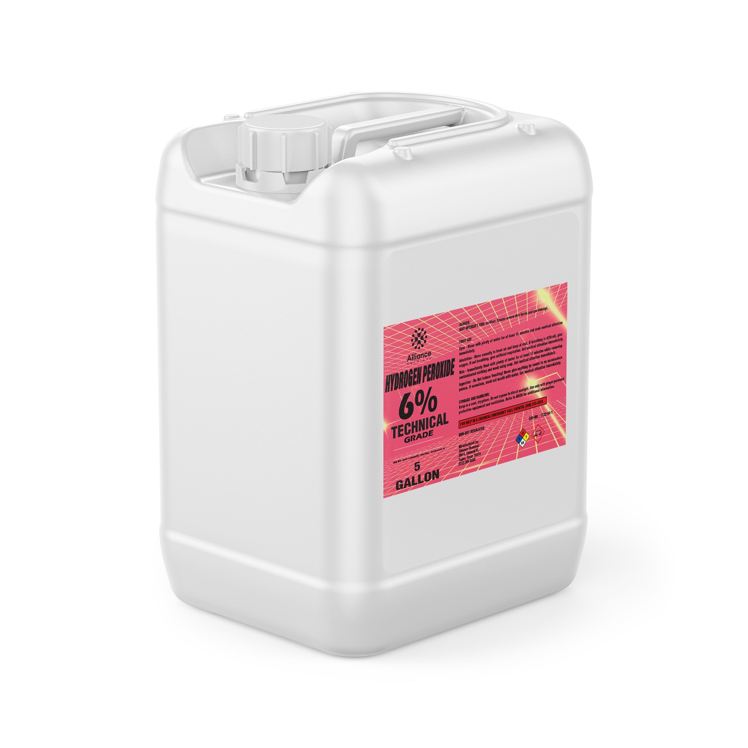 Hydrogen Peroxide 6% Technical Grade - 5 Gallon Pail – for Industrial Cleaning, Oxidation, Bleaching, and Chemical Processing