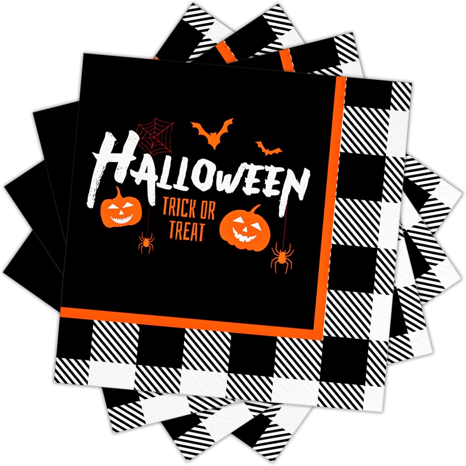DYLIVeS Halloween Party Napkins, Halloween Buffalo Plaid
