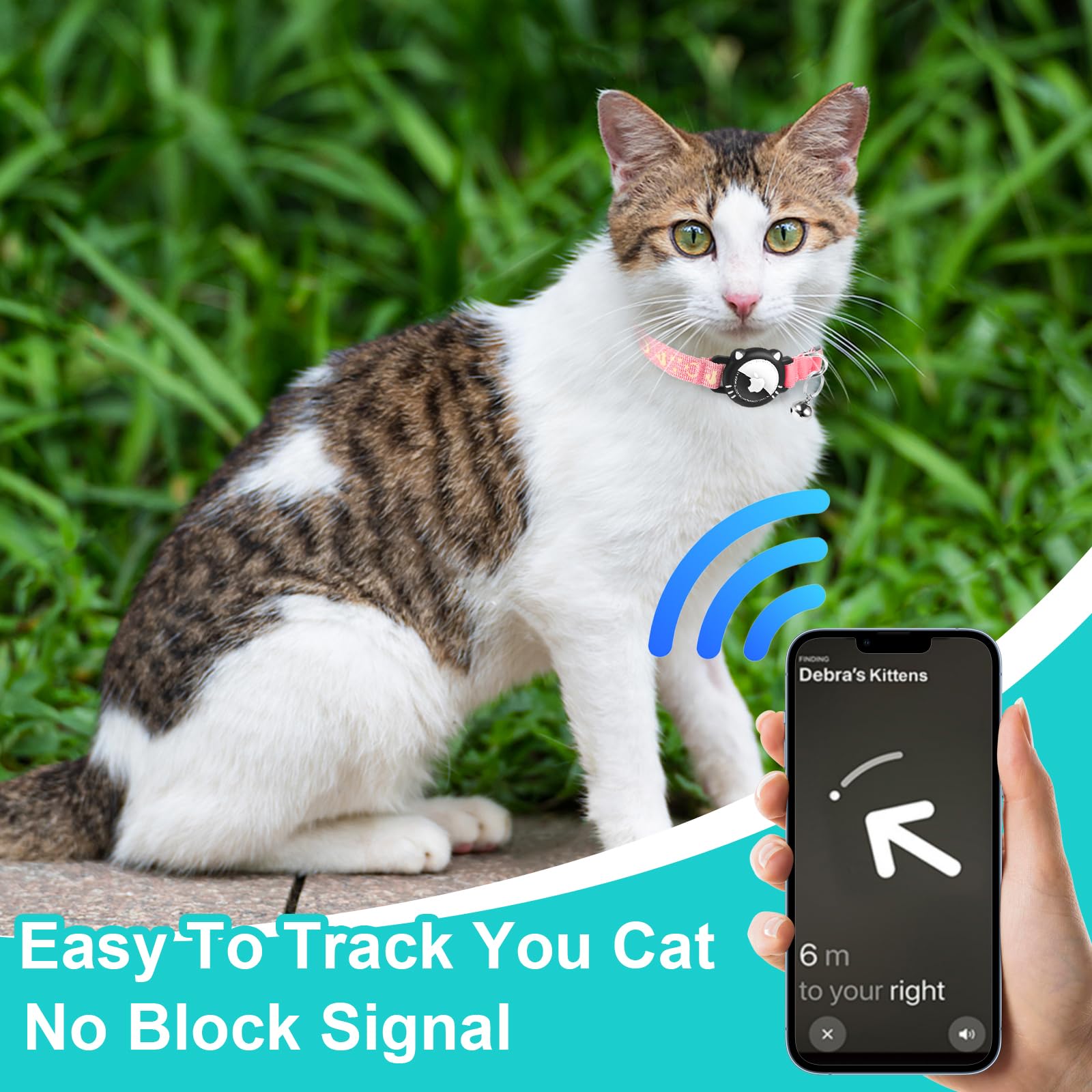 Collare per Gatto per Airtag Compatibile con Apple Air Tag con Fibbia di Sicurezza Riflettente per Gattino