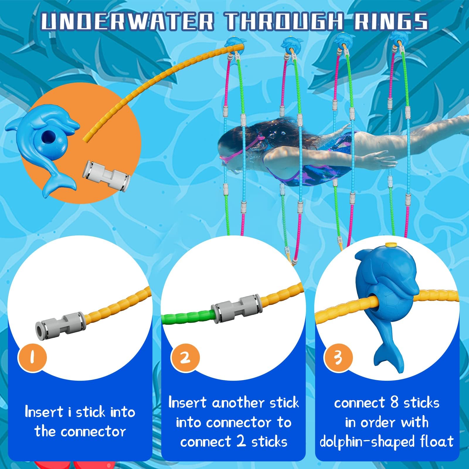 Fun Swimming Pool Toys for Kids - Diving Practice, Swim Thru Rings for Boys/Girls Ages 4-12