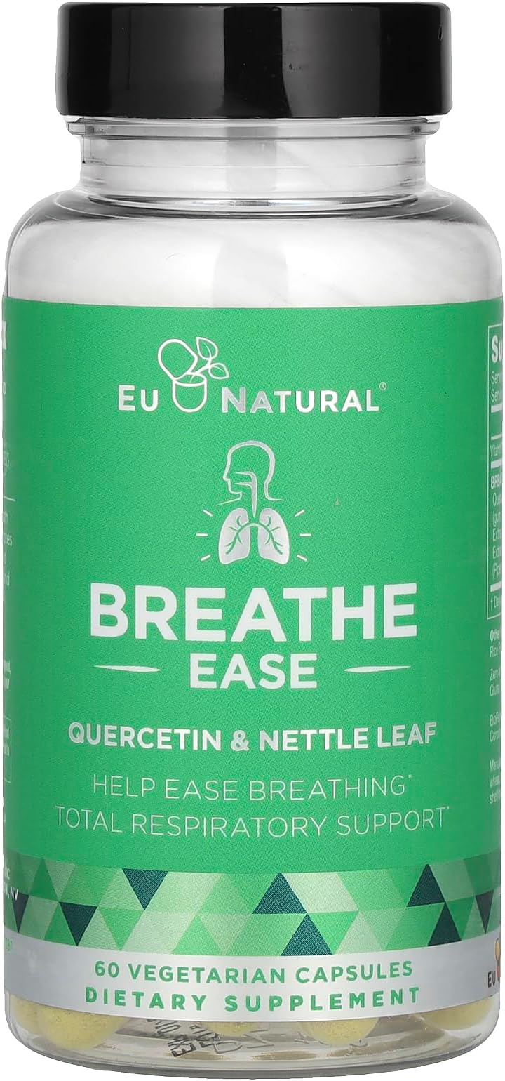 Breathe Inhaler Support Supplement - Sinus, Lungs, Open & Clear Airways - Seasonal Nasal Health, Bronchial Wellness, Healthy Chest - Quercetin, Vitamin D, Bromelain Pills - 60 Vegetarian Soft Capsules