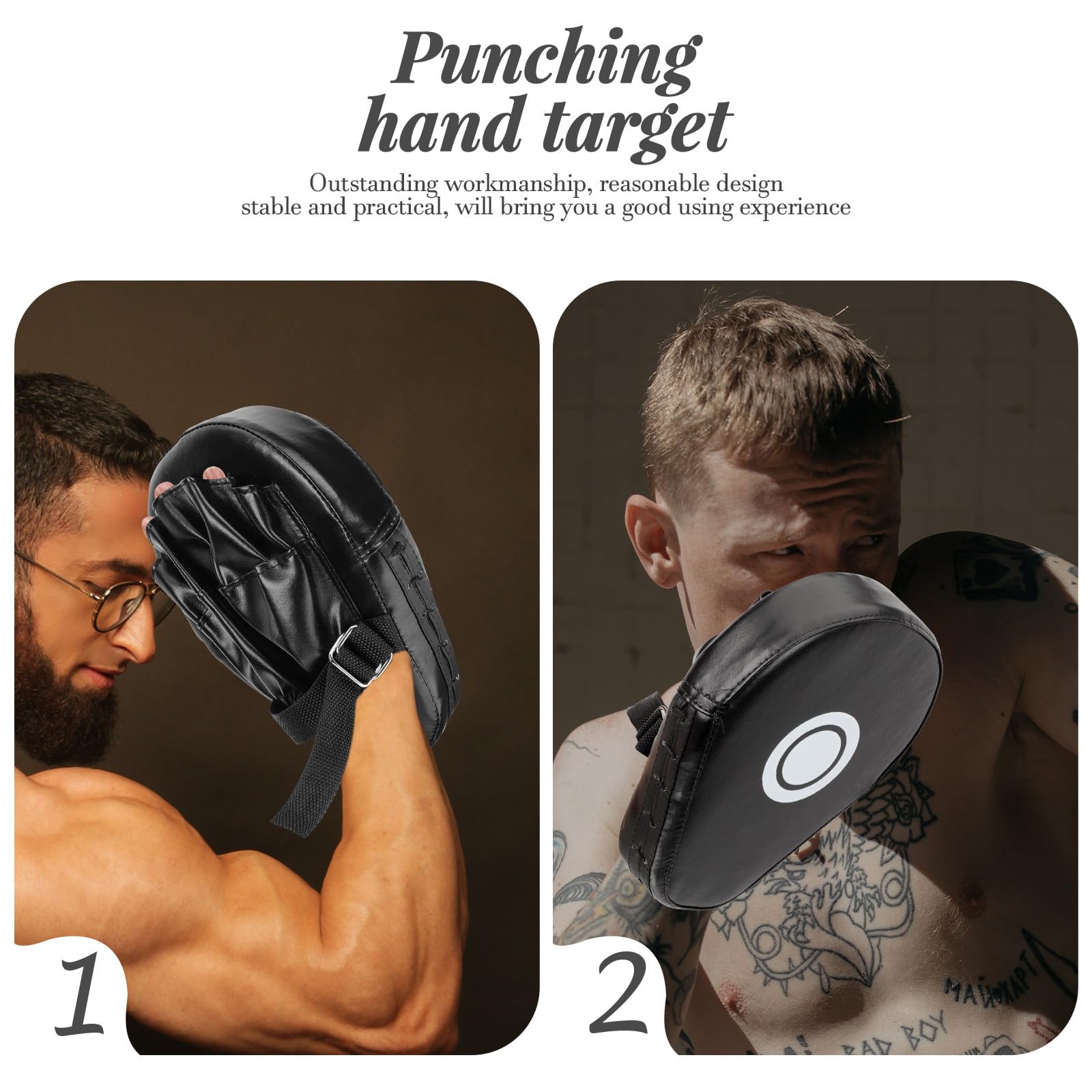 Handpratzen Boxen 2 Stück Schwarz mit 3-lagiger Pu-schwamm-konstruktion Sicher und Robust gegen Stöße für Kampfsport Training und Muay Thai