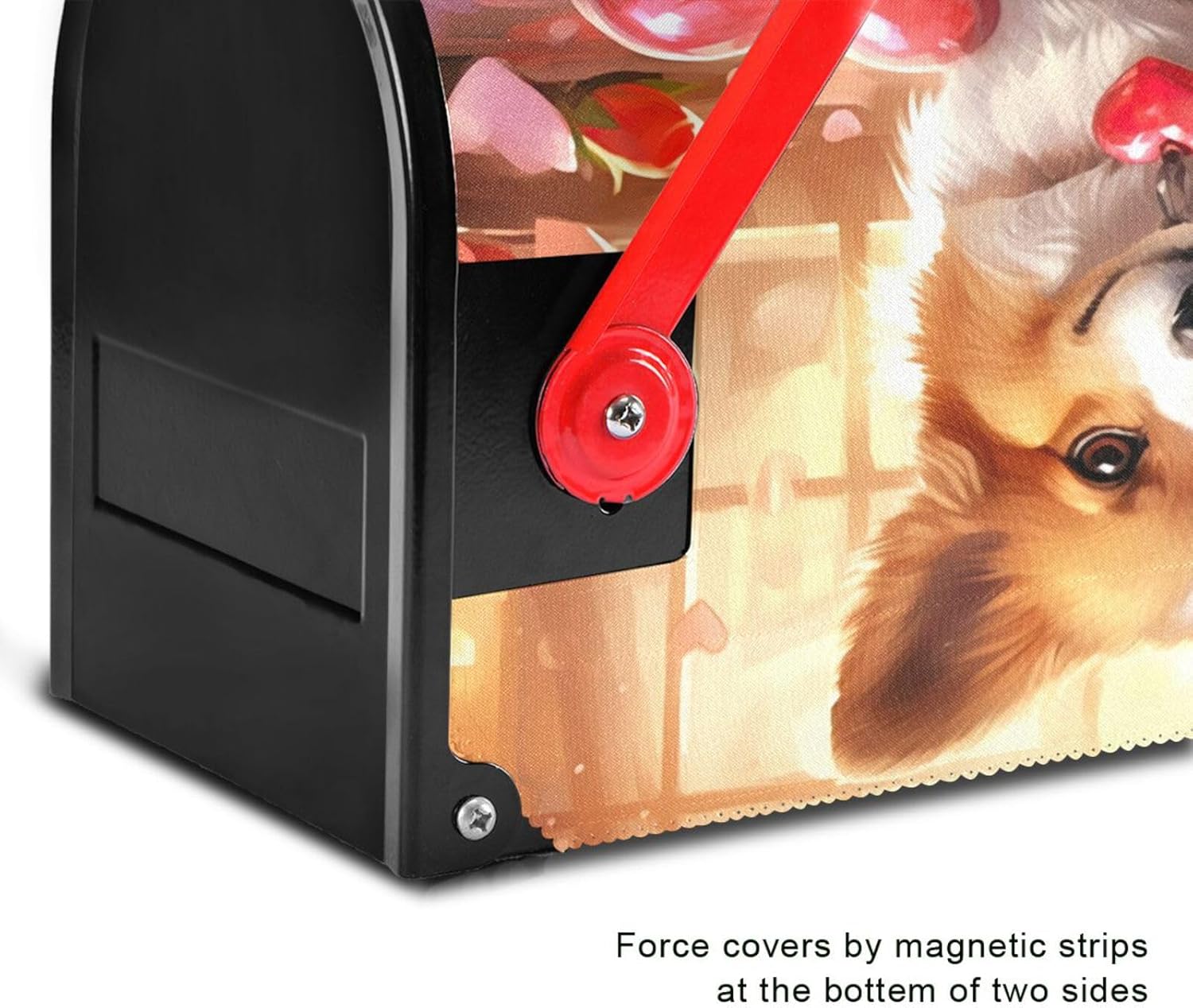 Valentine Corgi Mailbox Cover Magnetic Post Letter Box Cover Wraps for Garden Yard Home Decor-21x18 Inch