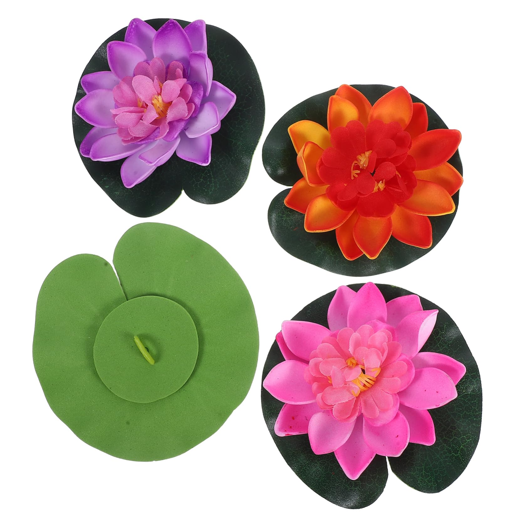 4 pièces de fleurs de lotus artificielles flottantes et nénuphars pour aquarium et extérieur