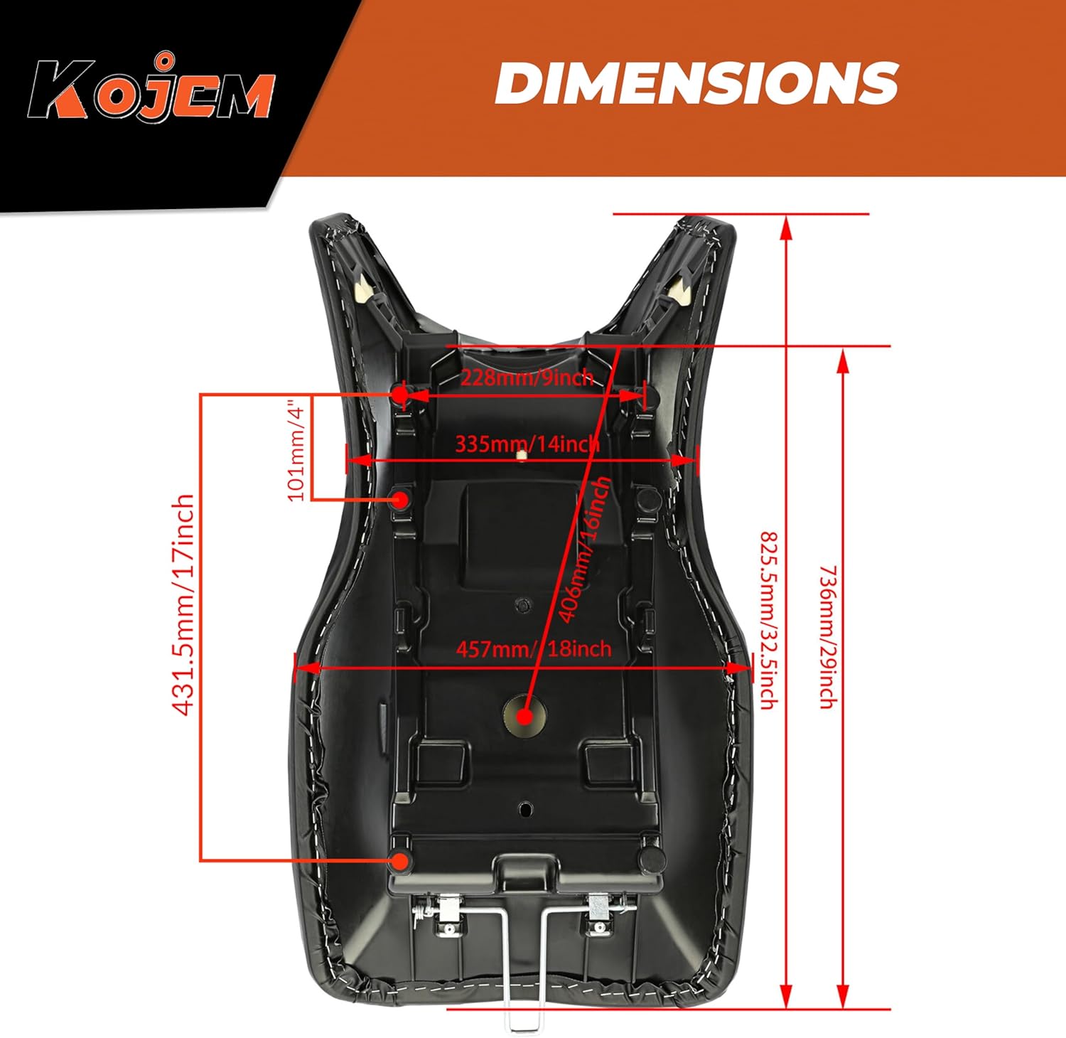 Kojem ATV Complete Seat Replacement Compatible with 2005-2014 Polaris Sportsman 400/450/500/600/700/800/Hawkeye 400 Black Replacement for 2683433-070 2684882-070