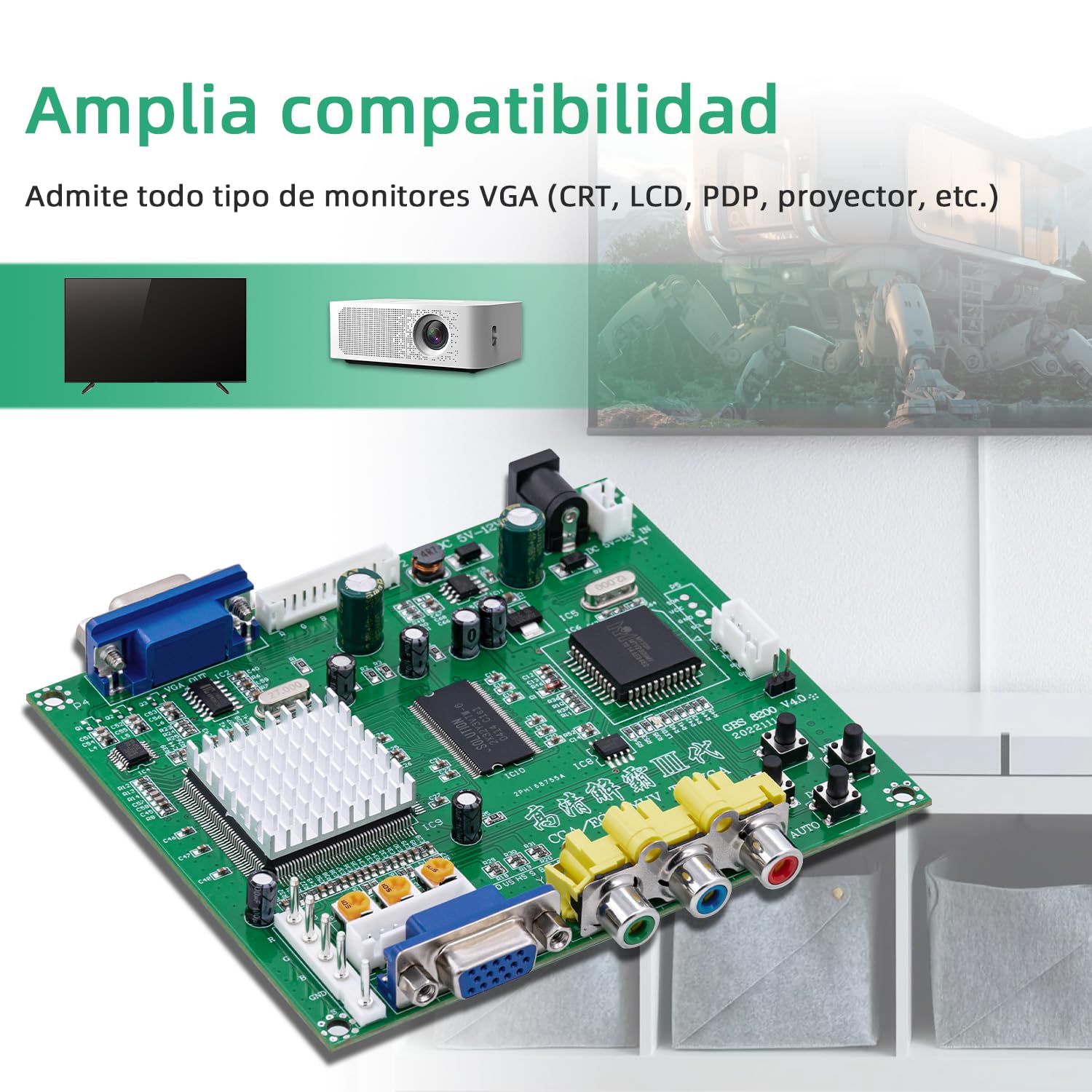 Mcbazel Juego de Arcade RGB/CGA/EGA a VGA HD Tarjeta de conversión de Salida de Video Juego para Arcade Game Monitor a CRT LCD PDP Projector
