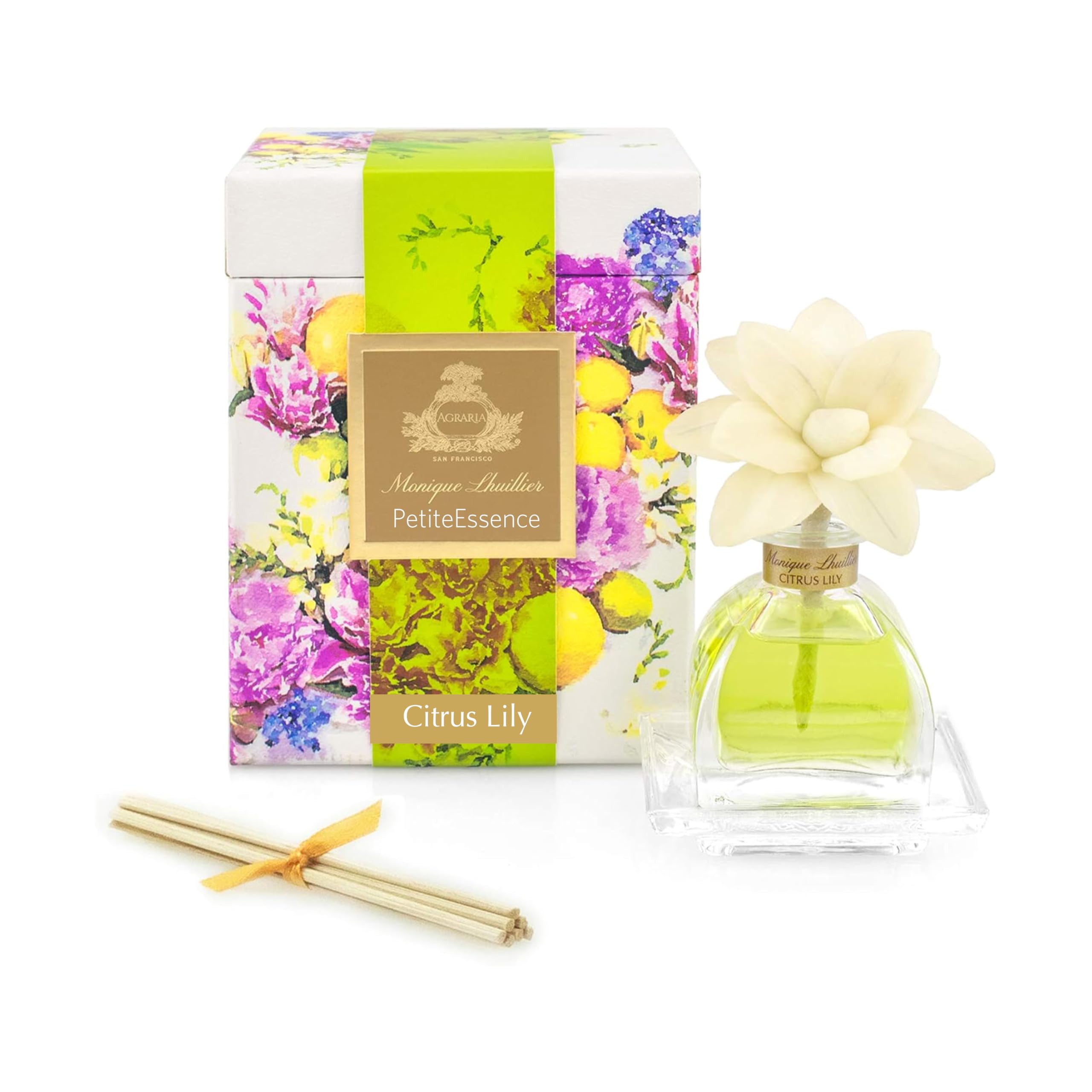 AGRARIA PetiteEssence Flower and Reed Diffuser Set, Handcrafted Sola Flower Botanical Home Fragrance, Scented Oil Diffuser Gift Set for All Occasions