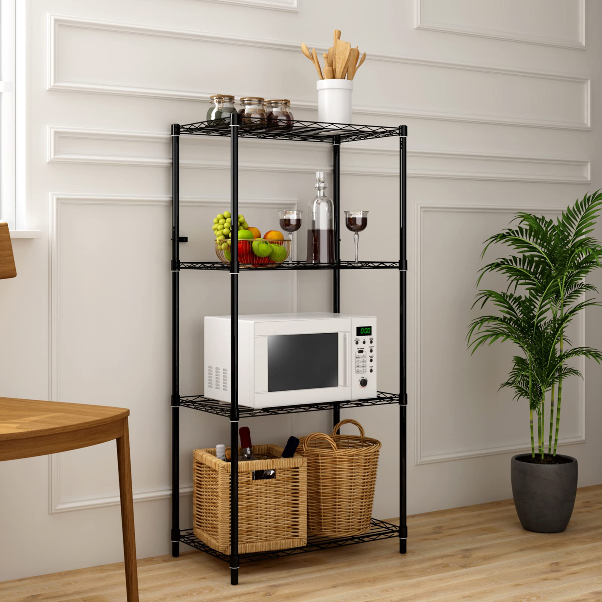 TUNE HOME Kitchen Cabinet with 4 Shelves | Heavy-Duty Storage | Holds Up to 10x Weight | Easy Assembly with Video Guide | Spacious Trays | Elevated Design for Easy Cleaning (Black, Metal)-picture-11