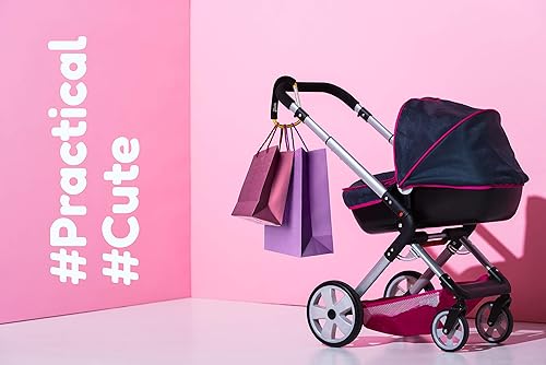 Miniatura 5 de Toolik - Organizador de cochecito de bebé, tamaño XL, clip de gancho para colgar bolsas de pañales (dorado)