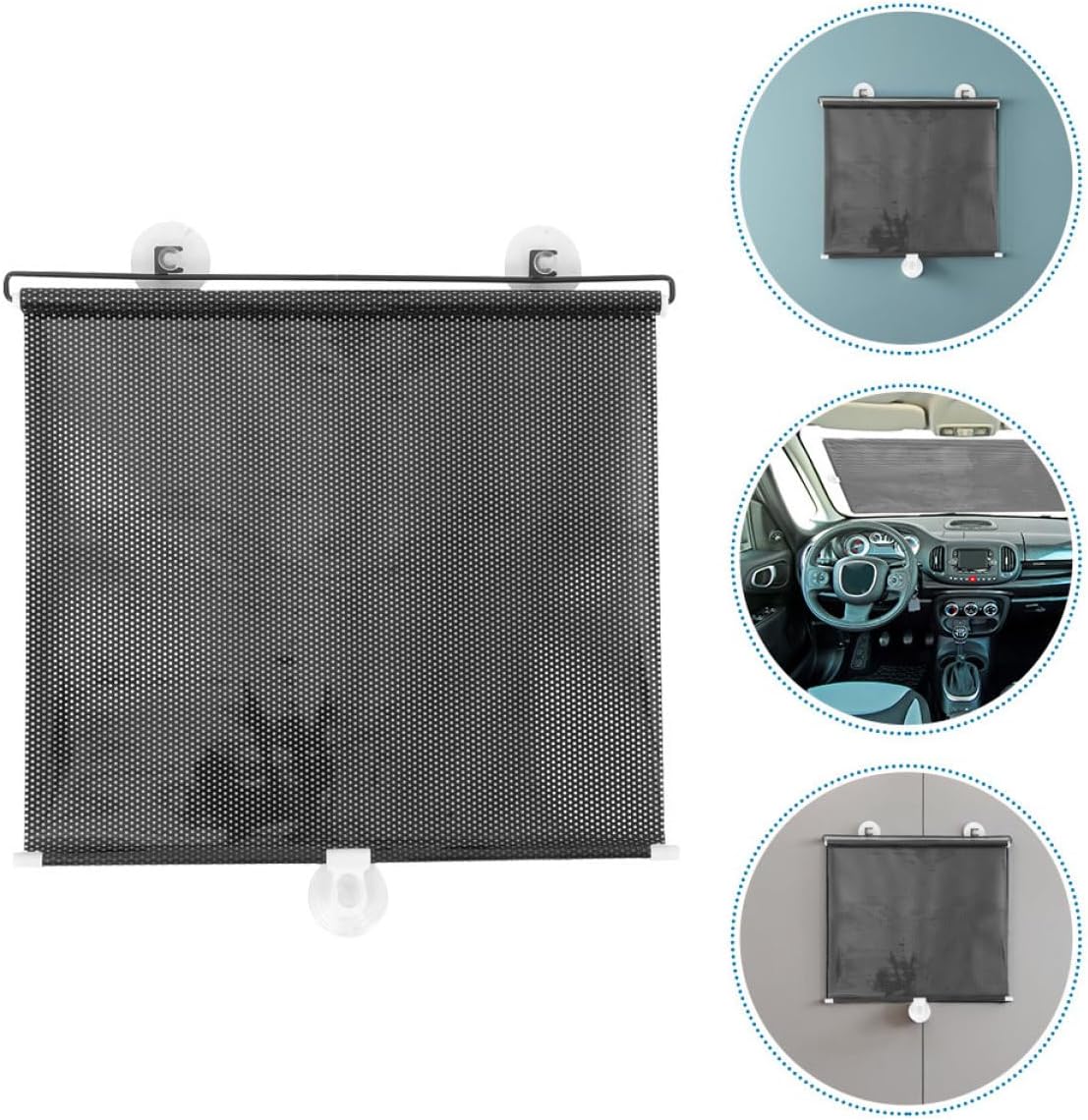 Mikinona Retractable Car Window Sunshade Curtain 40X125Cm Black Mesh UV Protection Heat Insulation Roller Shade for Side Window Vehicle Interior Shading Accessories