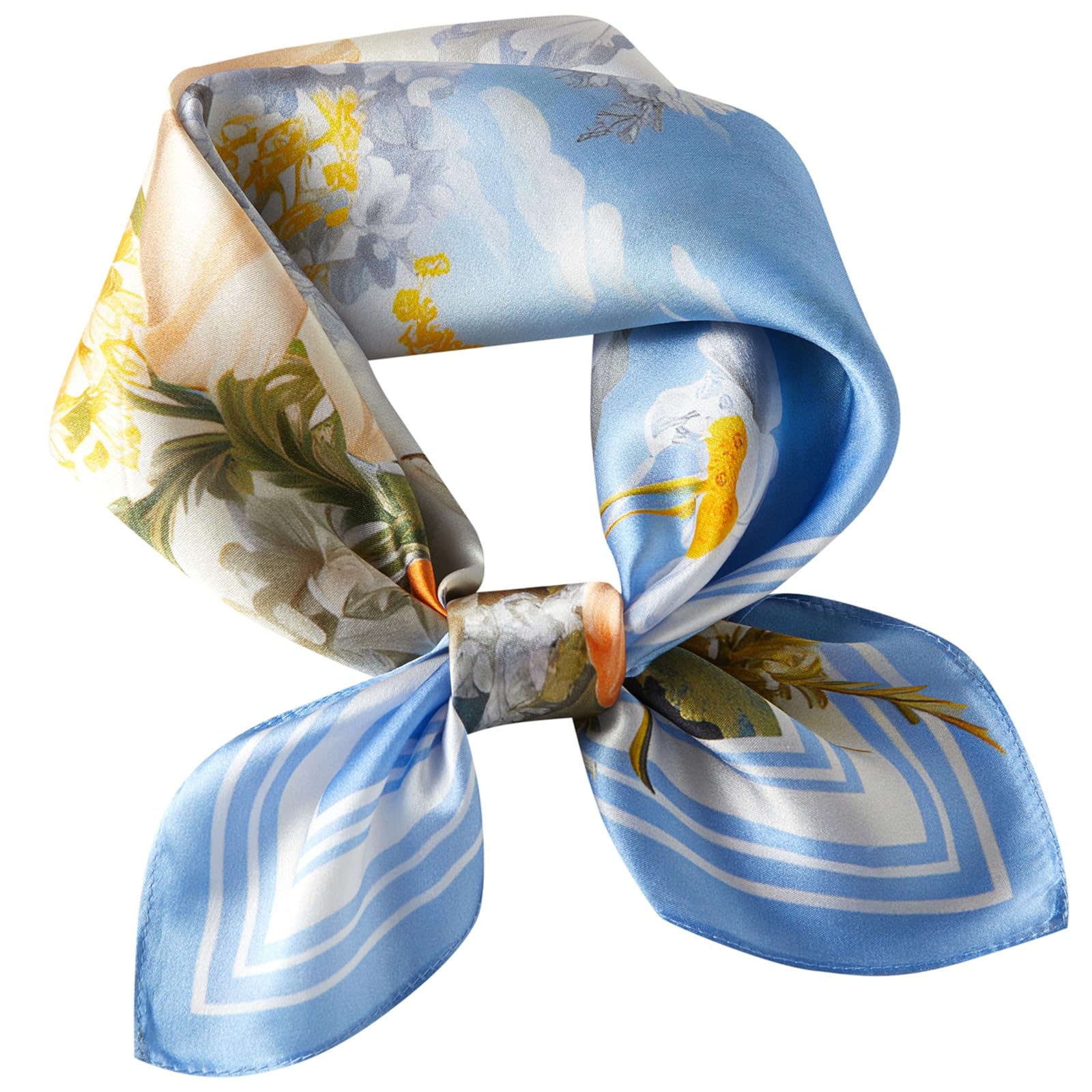 WUZININGLE 100% Mulberry Silk Neck Scarf, 21"x21" Silk Hair Head Scarf for Women Men, Lightweight Square Silk Scarf Small