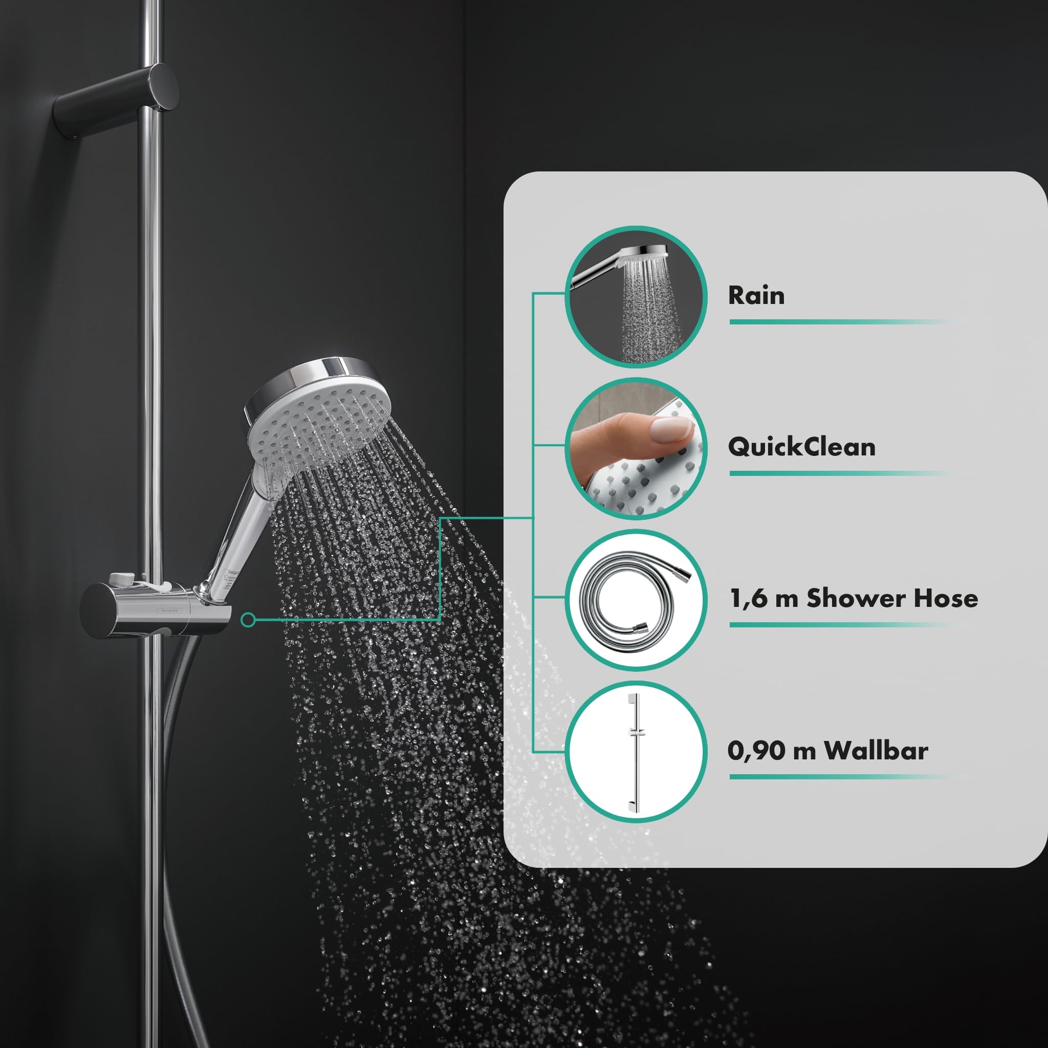 Combinaison De Douche: Vernis Blend, Combi Set EcoSmart Avec Barre De Douche 65cm Et Mitigeur De Douche Mecanique 26957000