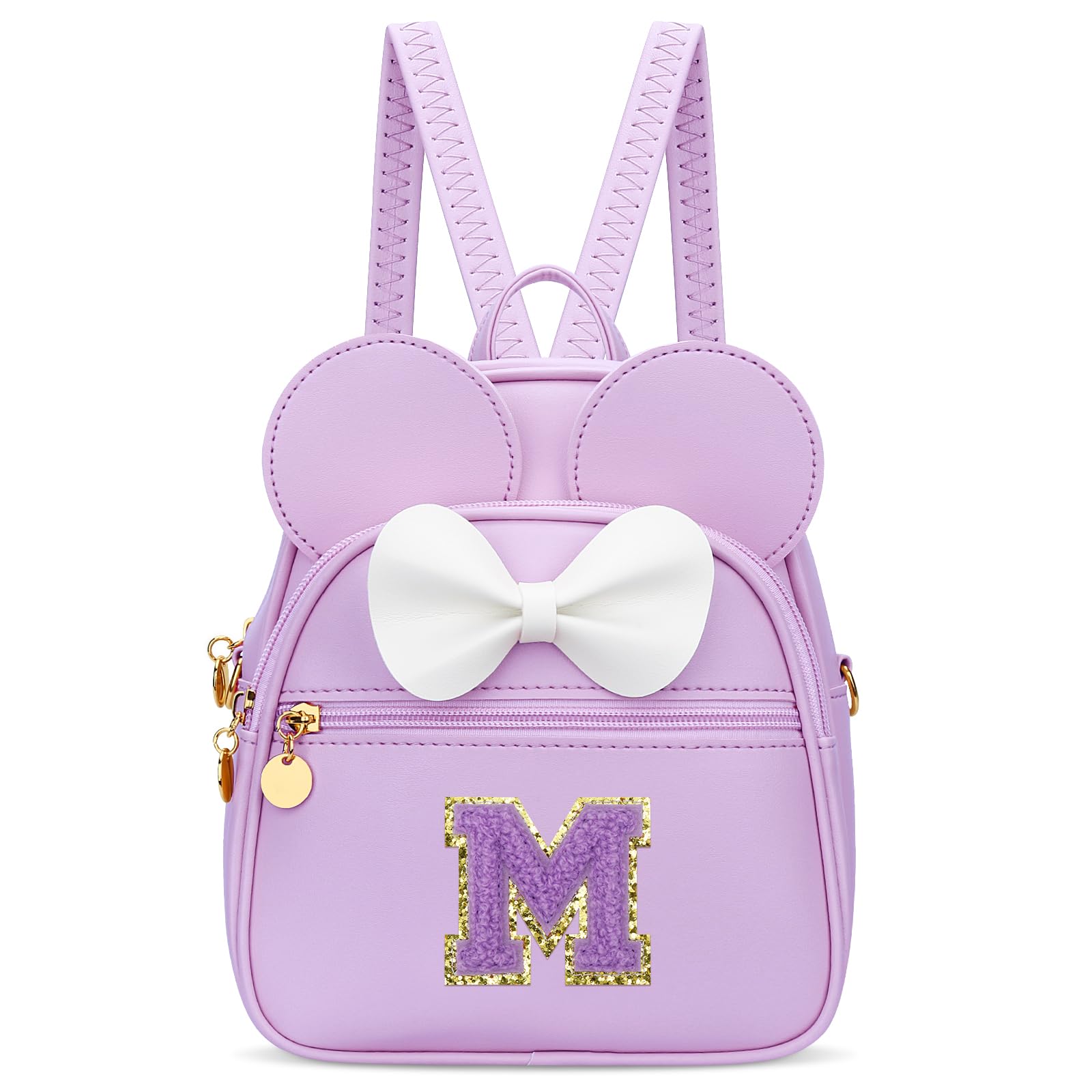 KKXIU Girls Initial Bowknot Cute Mini Backpack for Toddler, Travel Small Girl Backpacks, Personalized Birthday Gifts for Little Girls and Kids(M,