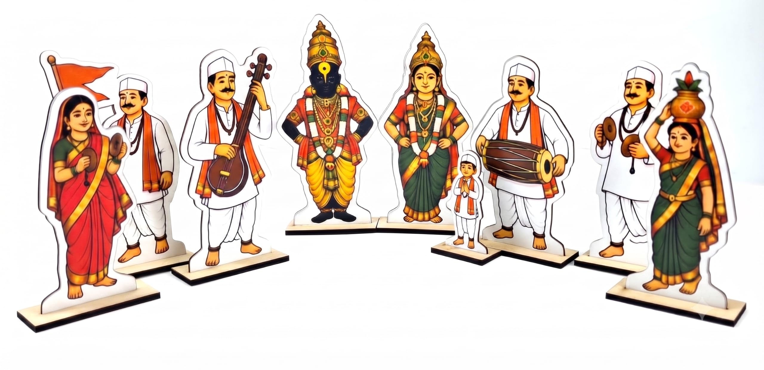 Vithoba Rukhamai Warkari Decoration Standee Set for Ganpati, Home Mandir, Pooja Room & Maharashtra Festival Décor-image-11