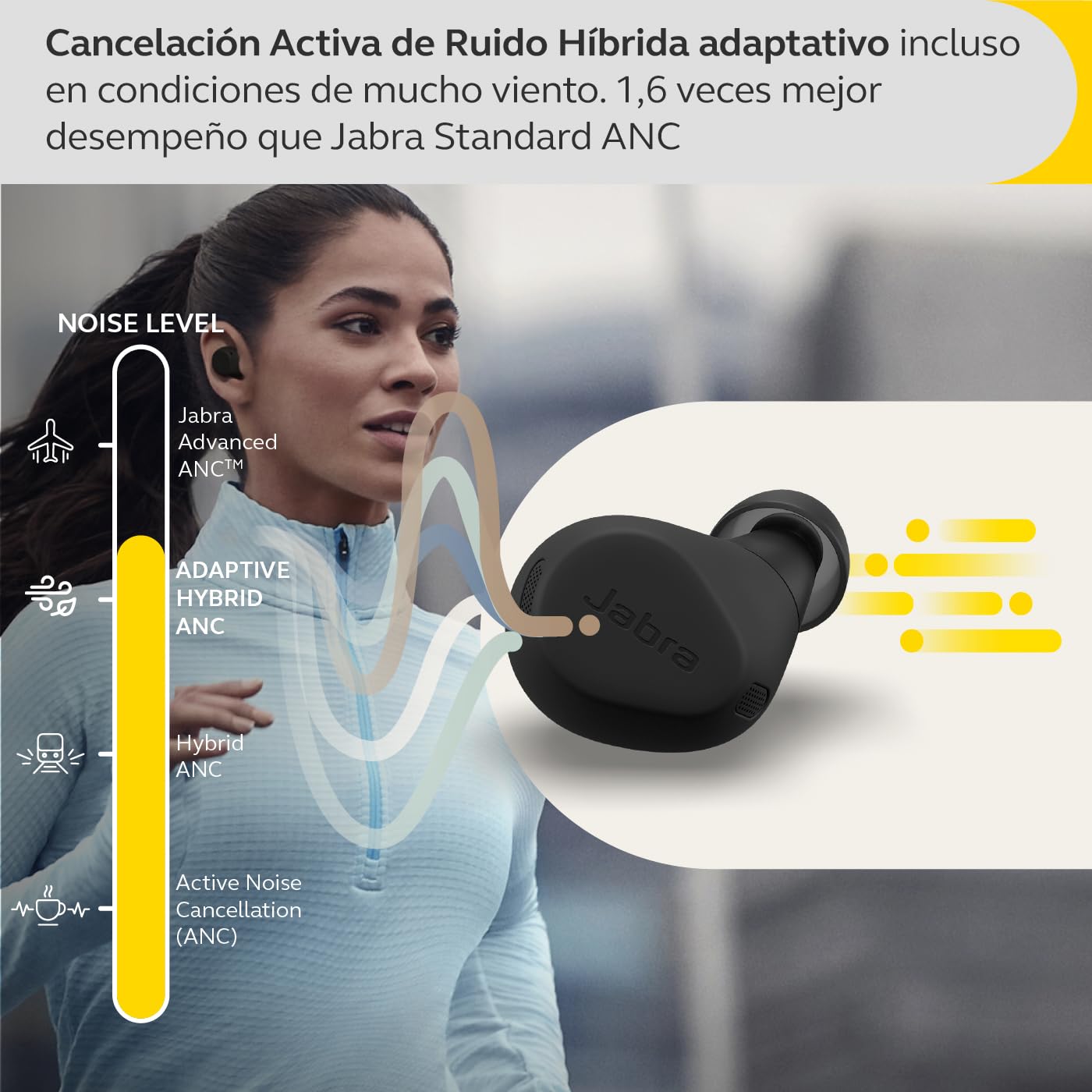 Jabra Elite 8 Active Auriculares Inalámbricos Bluetooth Intrauditivos con Cancelación Activa de Ruido Híbrida y Adaptativa, Negro (Black)