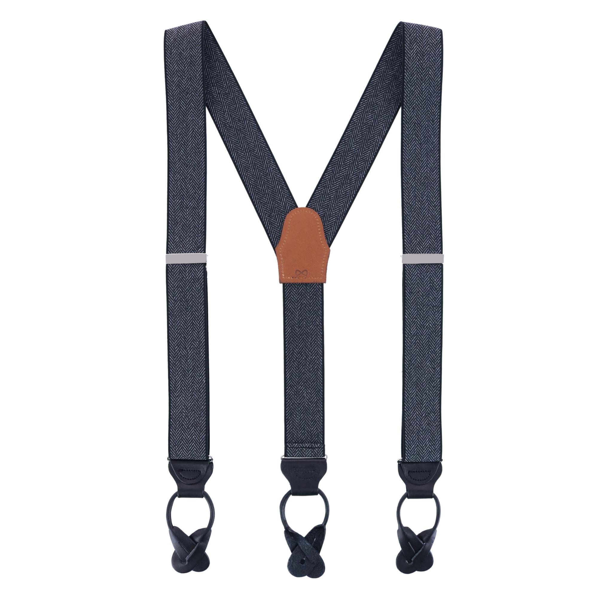 Trafalgar Men's Silas Classic Herringbone Elastic Button End Braces (Suspenders)