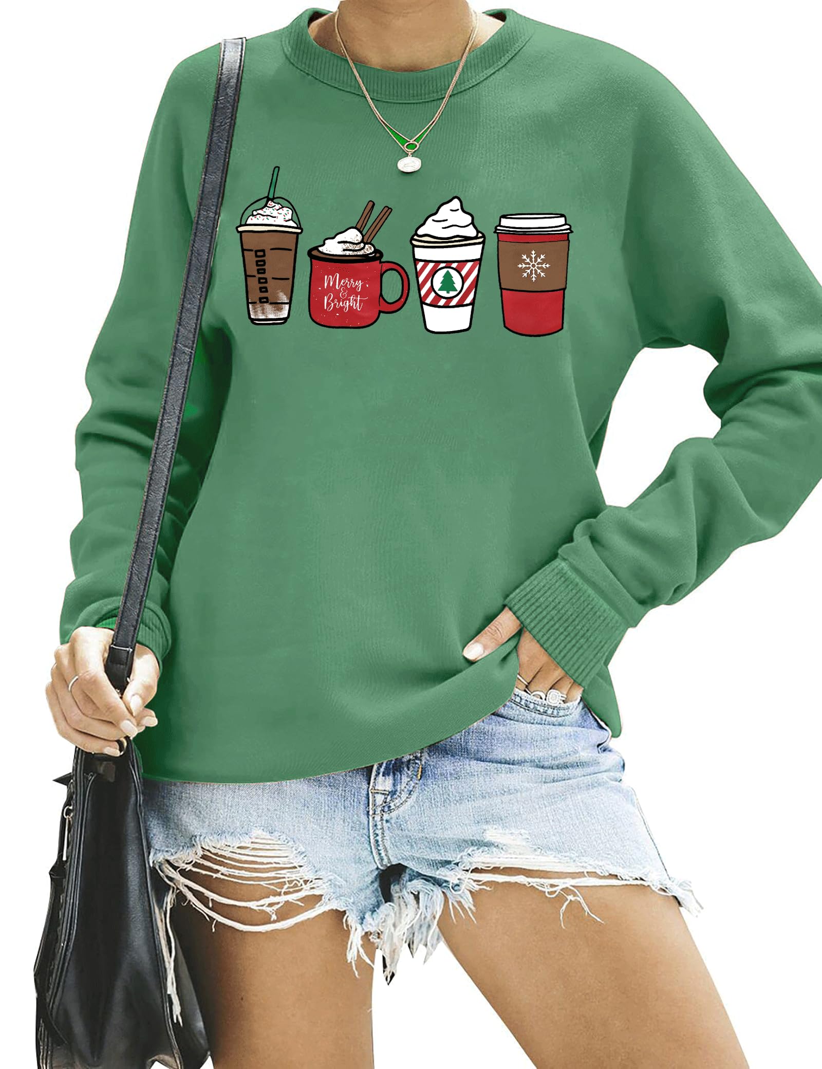 LAZYCHILD Christmas Tree Sweatshirt Women Merry Christmas Long Sleeve Shirt Pullover Top Xmas Holiday Sweatshirts