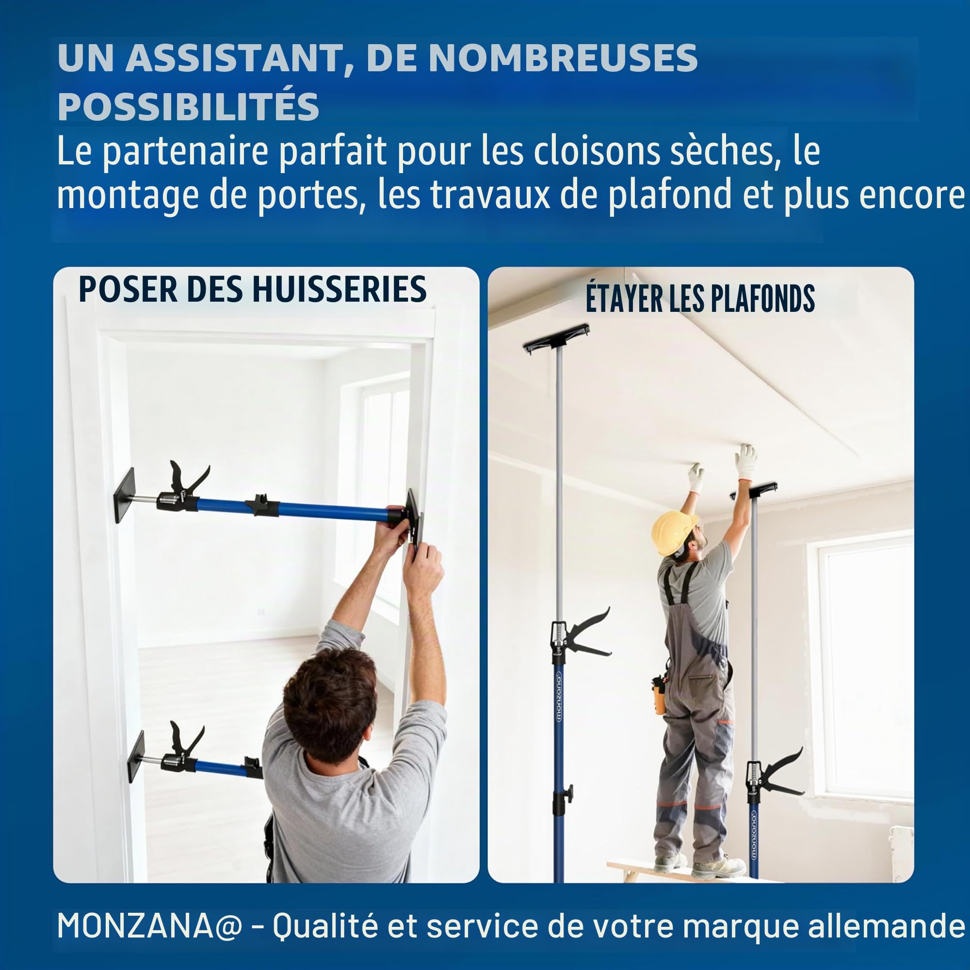 Set de 4 étai de porte acier réglable 115-290cm max. 30kg soutien télescopique