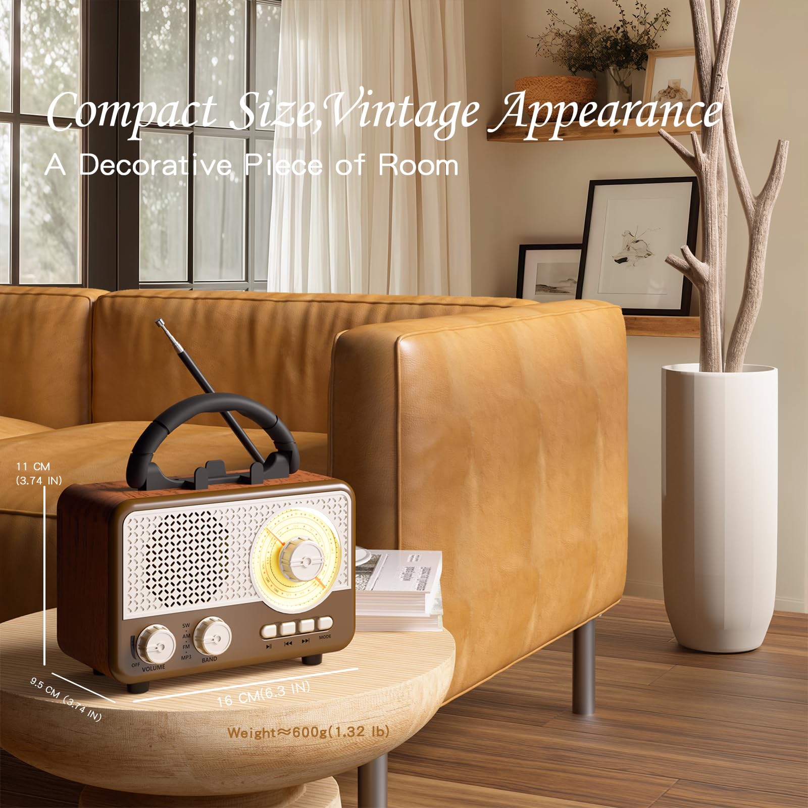Radio Tragbar AM/FM/SW Outdoor Solar Retro Radio mit Bluetooth Lautsprecher Klein mit Stromkabel,Küchenradio Büro Handyständer Unterstützt USB/TF/AUX Funktion für Wandern Camping Geschenke für Männer