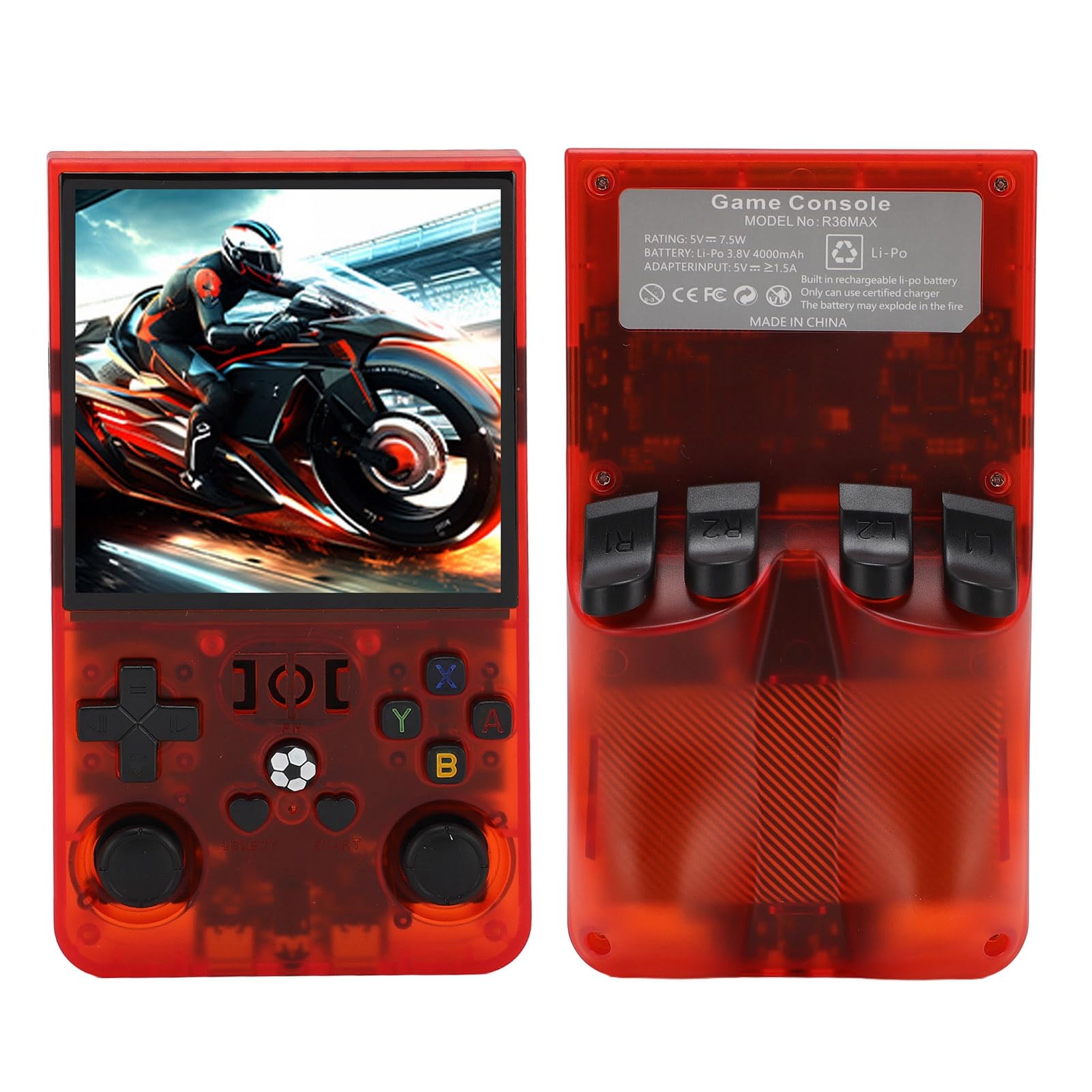 Tyenaza R36MAX Retro -Spielkonsole, Handheld -Spielekonsole mit 4,0 in IPS HD -Scree, Videospielkonsolen mit 64 GB Speicher und 18.000 Retro -Spiele, tragbare Spielekonsolen mit (64GB)