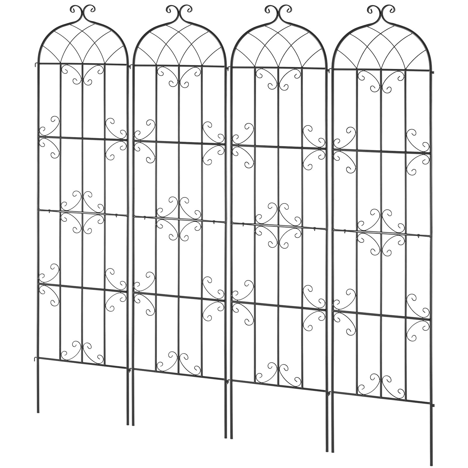 VEVOR Enrejado de Metal para Plantas Trepadoras 51 x 220 cm Soporte para Rosas Trepadoras 4 Piezas Arco para Enredaderas Soporte para Pepinos Decorativo para Clemátides para Patio, Césped, Jardín