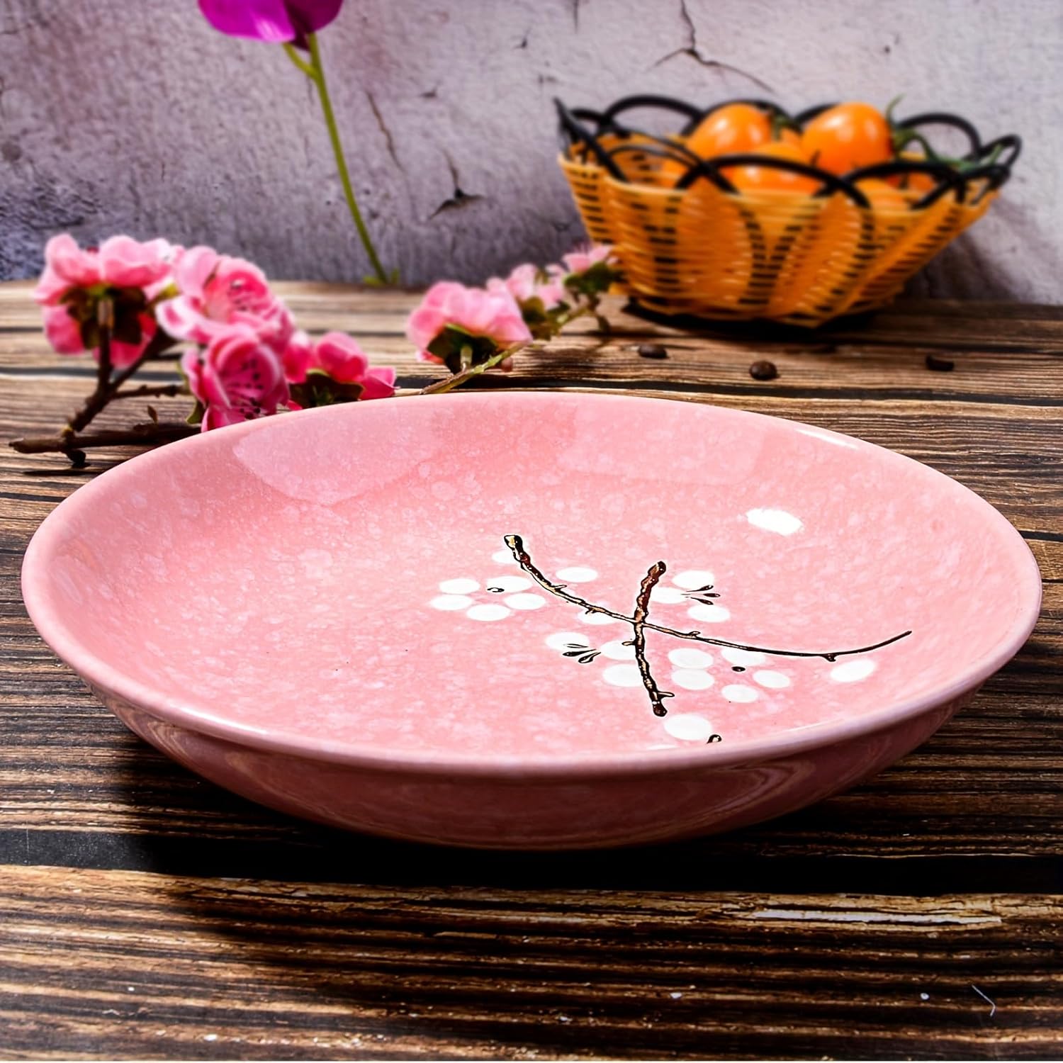 Set of 4 Japanese-Style Ceramic Plates – 7 Inch Asian-Inspired Dinner Plates with 4 Unique Patterns, Microwave & Dishwasher Safe, Handcrafted Artisan Designs, Elegant Tableware for Home Dining