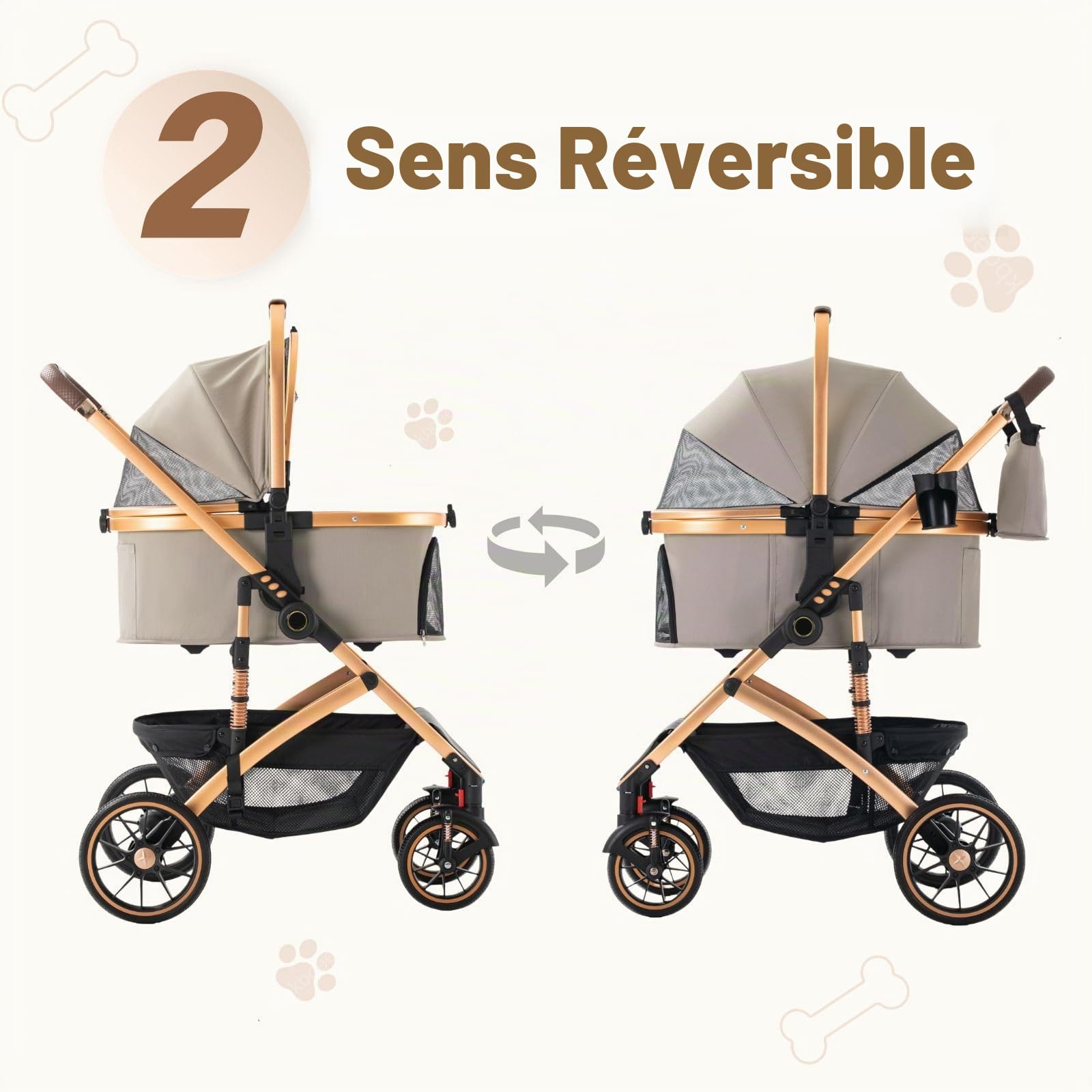 Poussette Pliable Pour Chien, Chariot Petits À Moyens Chiens Chats