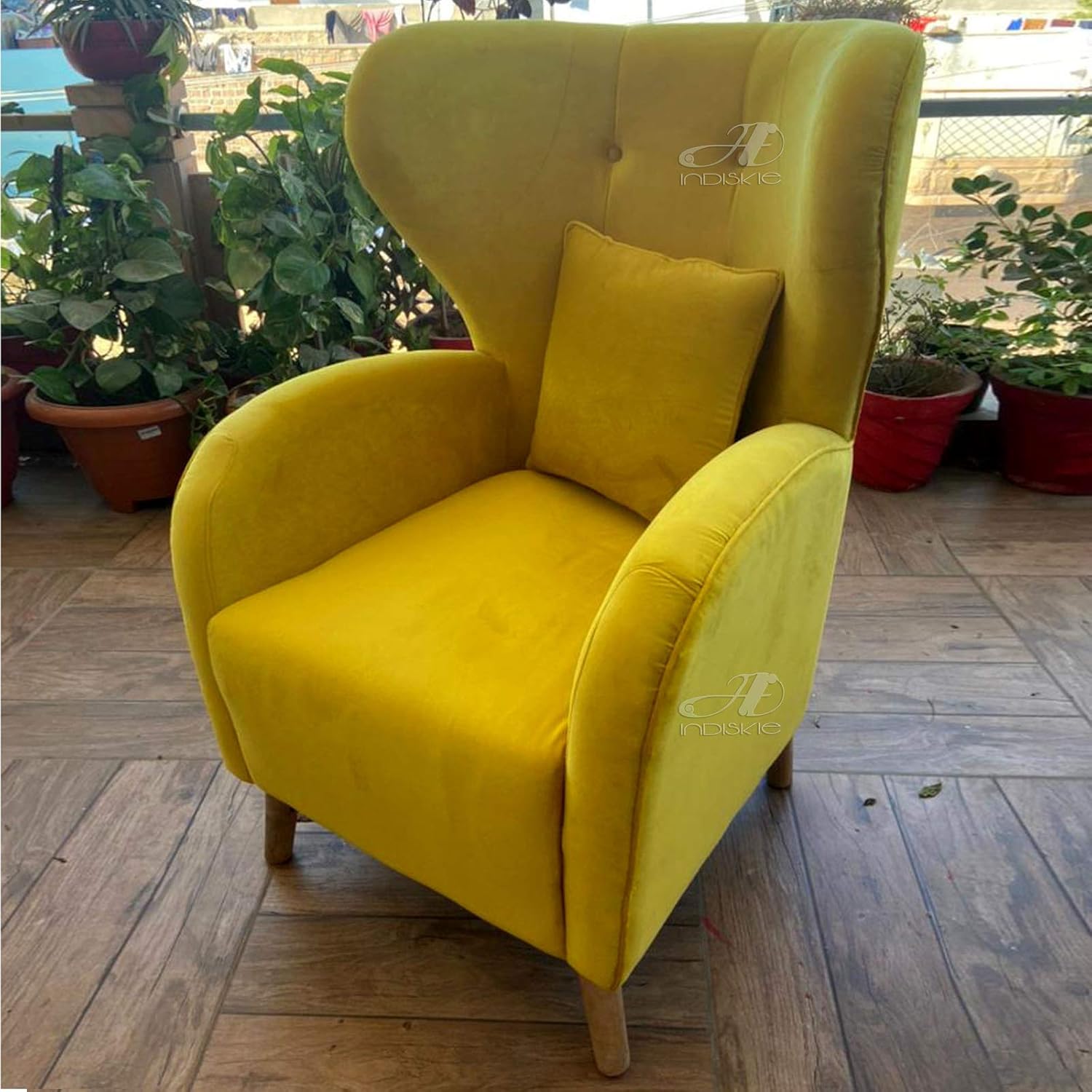 Velvet Wingback Sofa Chair Quality Upholstery Chairs Living Room Sofas