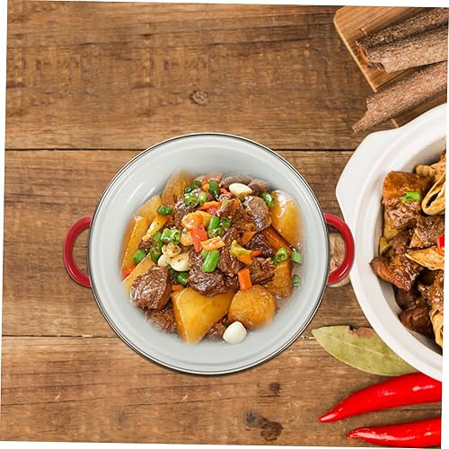 Miniatura 7 de BESTOYARD 1 juego de olla de cocina esmaltada con fondo plano para salsas de leche y fideos instantáneos, utensilios de cocina versátiles con diseño