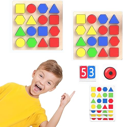 Juego de rompecabezas Montessori Montessori de madera para niños pequeños con marcador, campana y tarjetas para niños de 3, 4, 5, 6 años (para 2