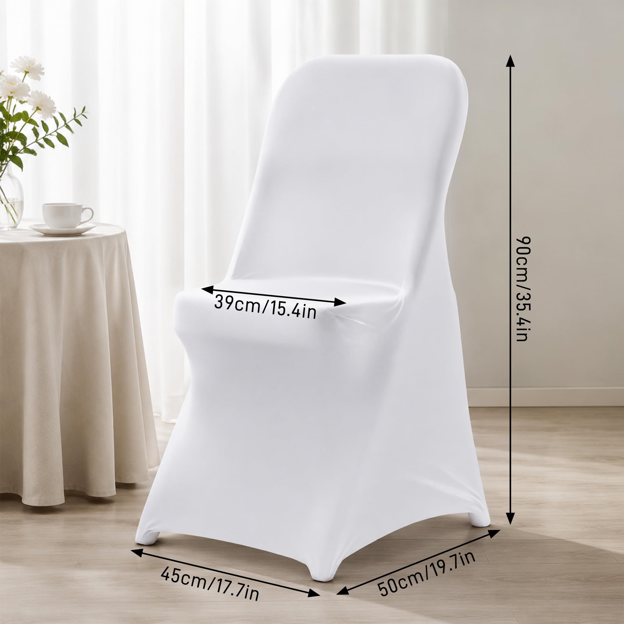 AufuN 20 Stück Stuhlhussen Klappstuhlbezug Spandex Elastisch waschbar, 45x50x90cm für Hochzeiten Feiern Hotels, universeller Esszimmer Stuhlschutz Stretch Abdeckung - Weiß