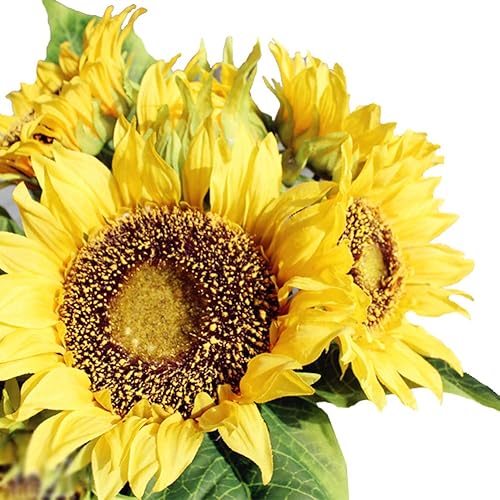 Amzali Ramo de flores artificiales de girasoles para decoración del hogar, jardín, decoración de boda, centros de mesa, flores de seda de tacto