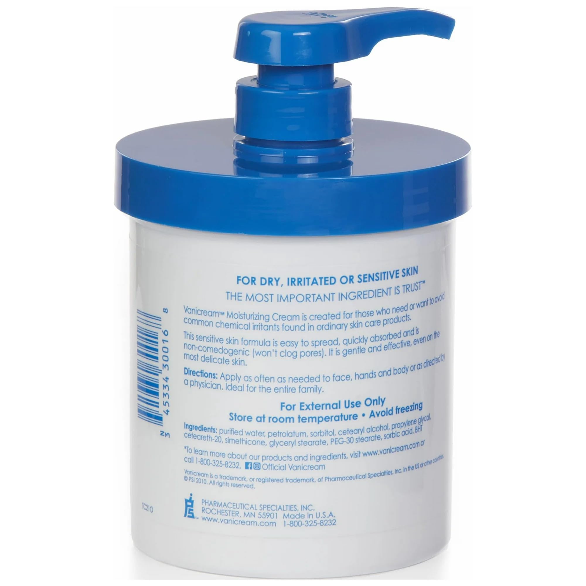 Vanicream Crema idratante per pelli sensibili, 453,6 g (confezione da 4)
