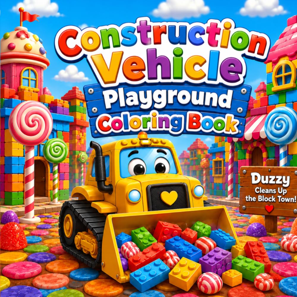 Construction Vehicle Playground Coloring Book: Construction Vehicle Coloring Book with Easy-to-Color Pages about Bulldozers, Dump Trucks, Excavators, ... | 30 Fun Coloring Pages for Kids and Toddler