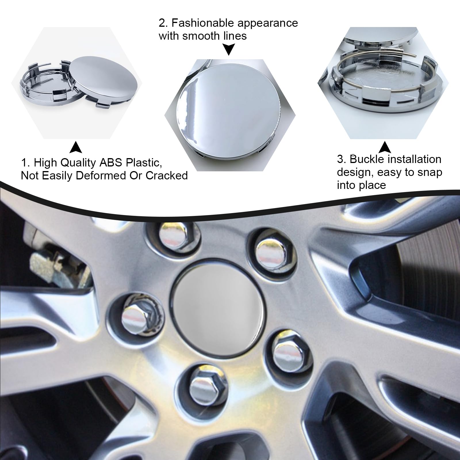 Coprimozzi Auto Universali 60 Mm - 4 Pezzi In ABS, Compatibili Con BMW, Audi, VW, Mercedes, Design Metallizzato - Foto 11