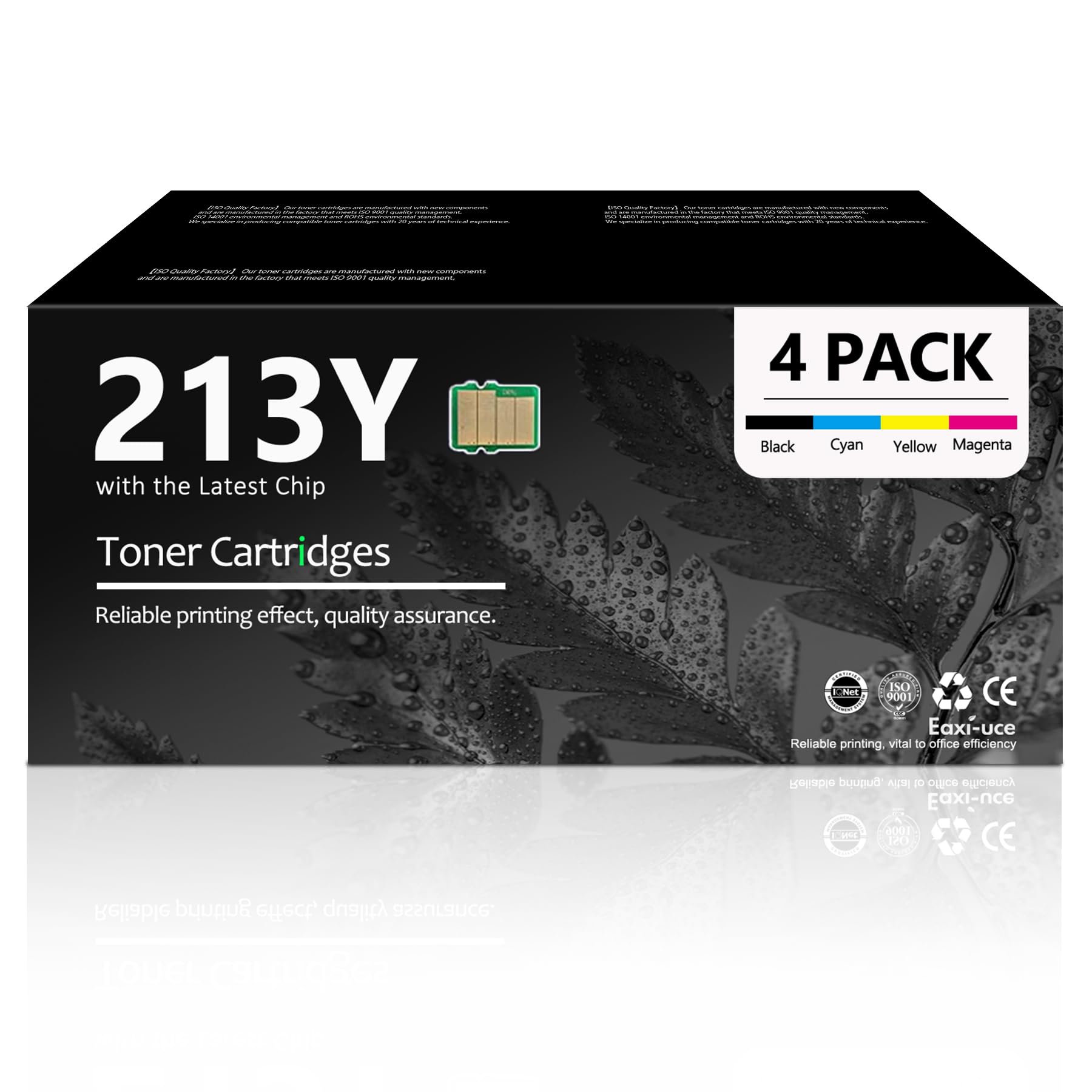 EAXIUCE 213Y Toner Cartridges 4 Pack (with Chip) High Yield | 4x Compatible Replacement for HP 213Y 213X 213A Color Enterprise MFP 6800dn Printer Ink