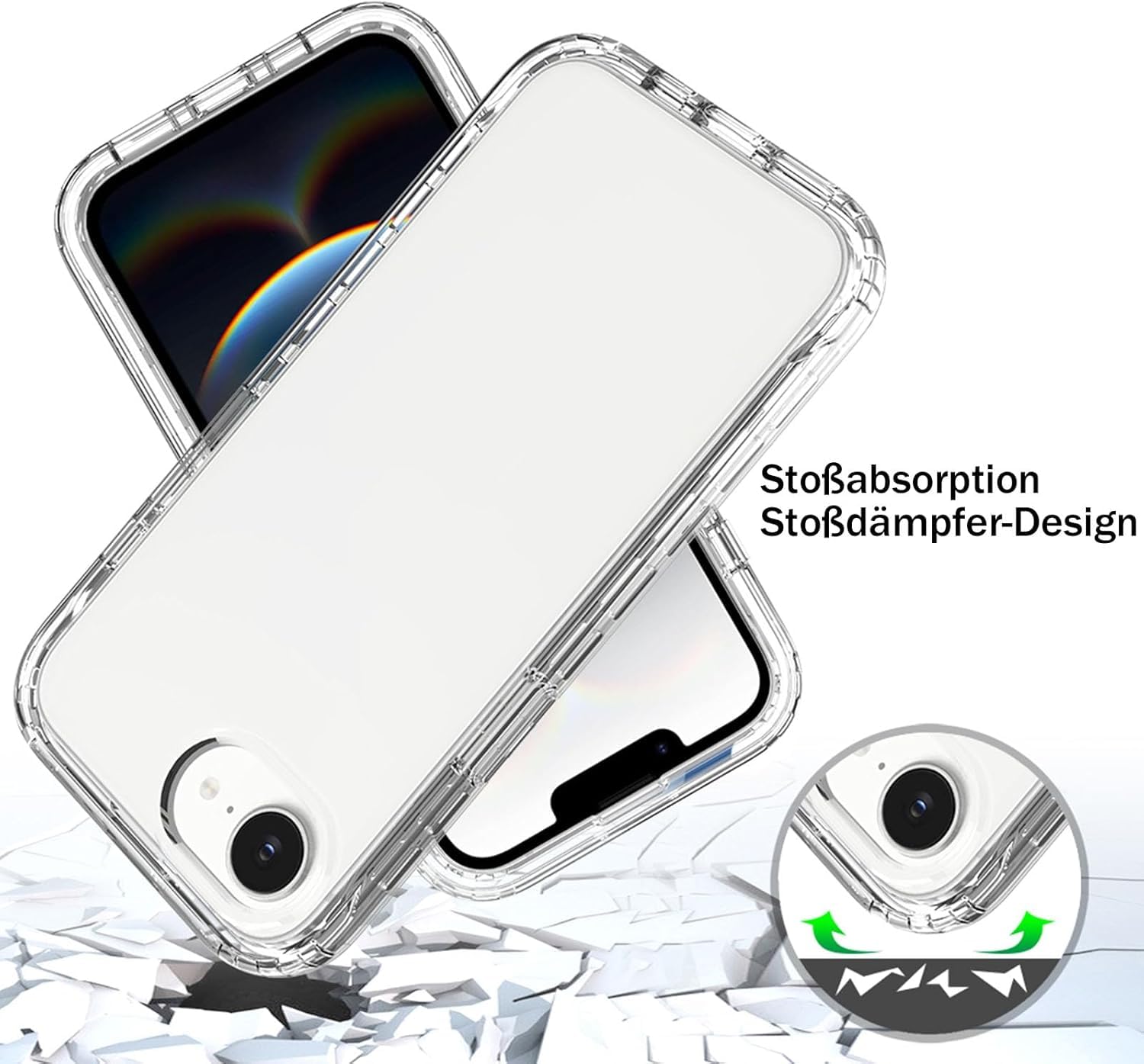 Cover LIUKM Per IPhone 16e, Protezione 360° Con Schermo Integrato, Antiurto Sottile In TPU E PC - Nero - 2