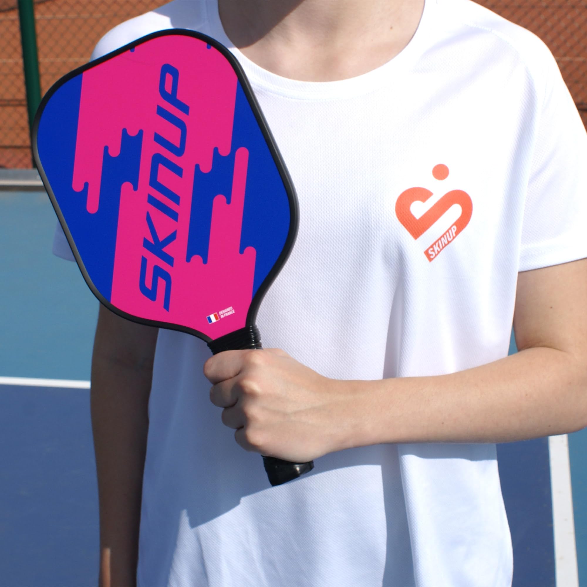 SKINUP Sport Raquette de Pickleball Enfant, Fibre de Carbone, Nid d'abeille Polypropylène, Manche 100mm, 205g, pour Enfant jusqu'à 8 Ans