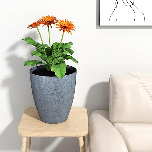 Miniatura 3 de QCQHDU - Juego de 2 macetas de 25 cm para plantas de interior y exterior con orificio de drenaje, macetas decorativas modernas para plantas de