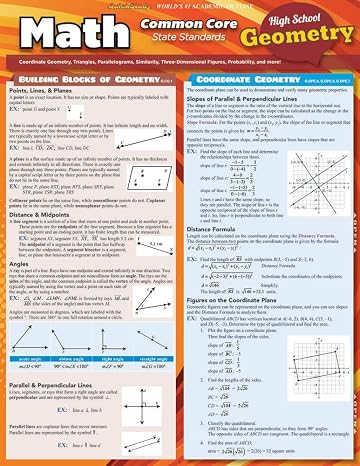 Math Common Core Geometry - 10Th Grade: QuickStudy Laminated Reference Guide