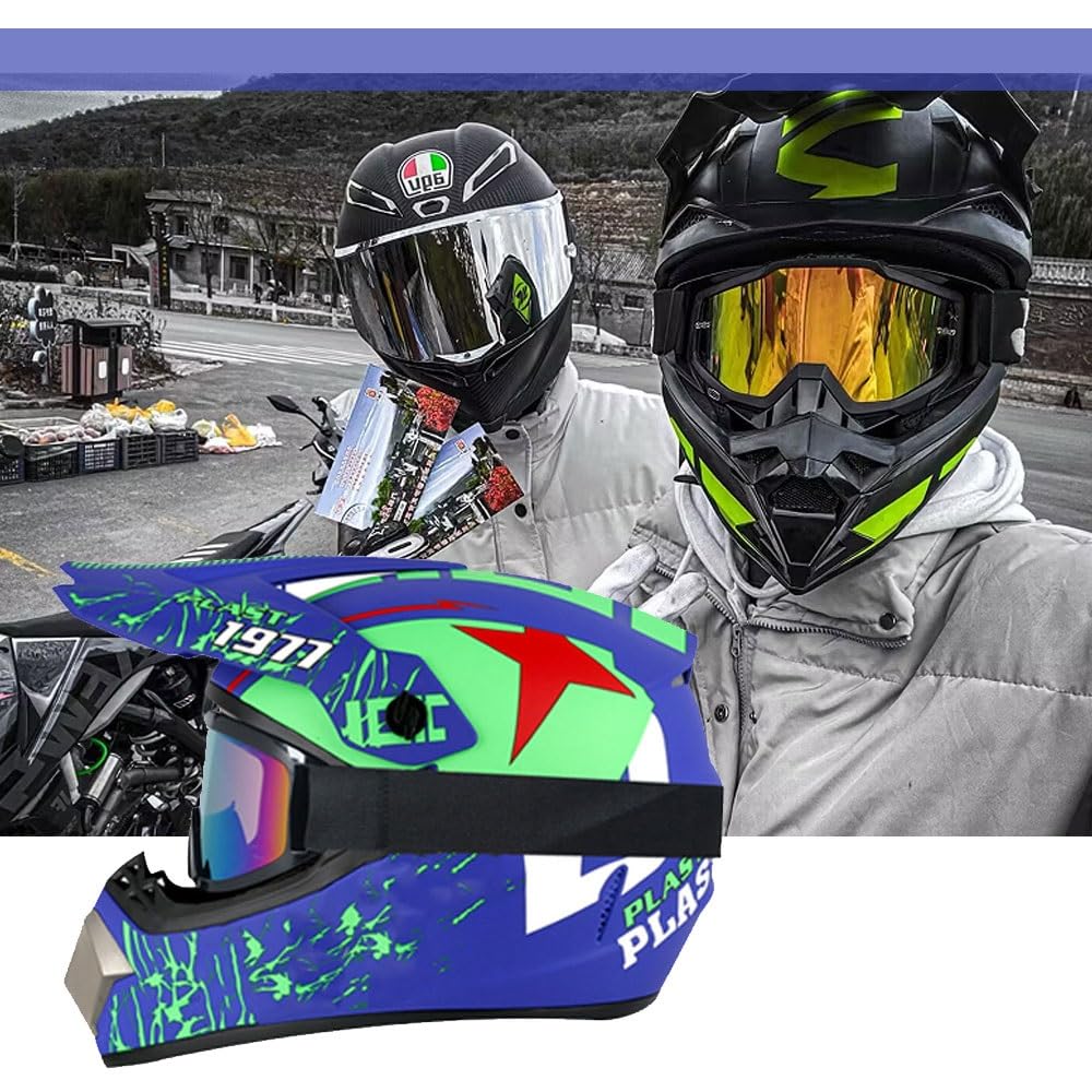 Casco ATV Per Bambini con Dirt Bike Elettrica Per Bambini 8-14 Anni, Casco da Moto Multisport Leggero Per Ragazzi E Ragazze, BMX con Occhiali, Guanti E Maschera