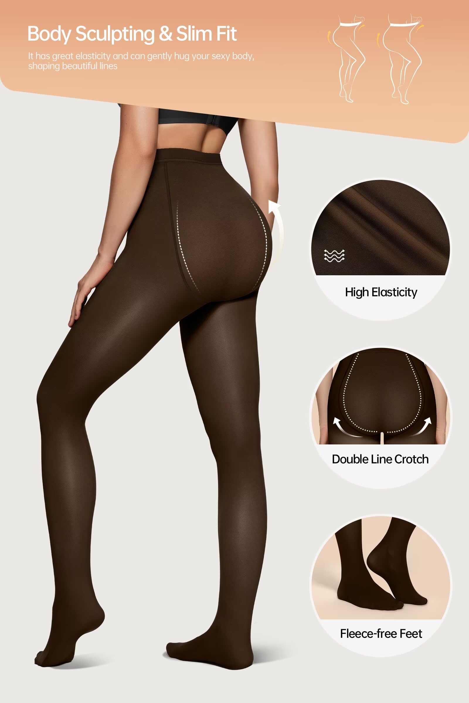 Vertvie Collant foderati in pile da donna finte traslucide collant termici trasparenti collant invernali caldi opachi spessi leggings