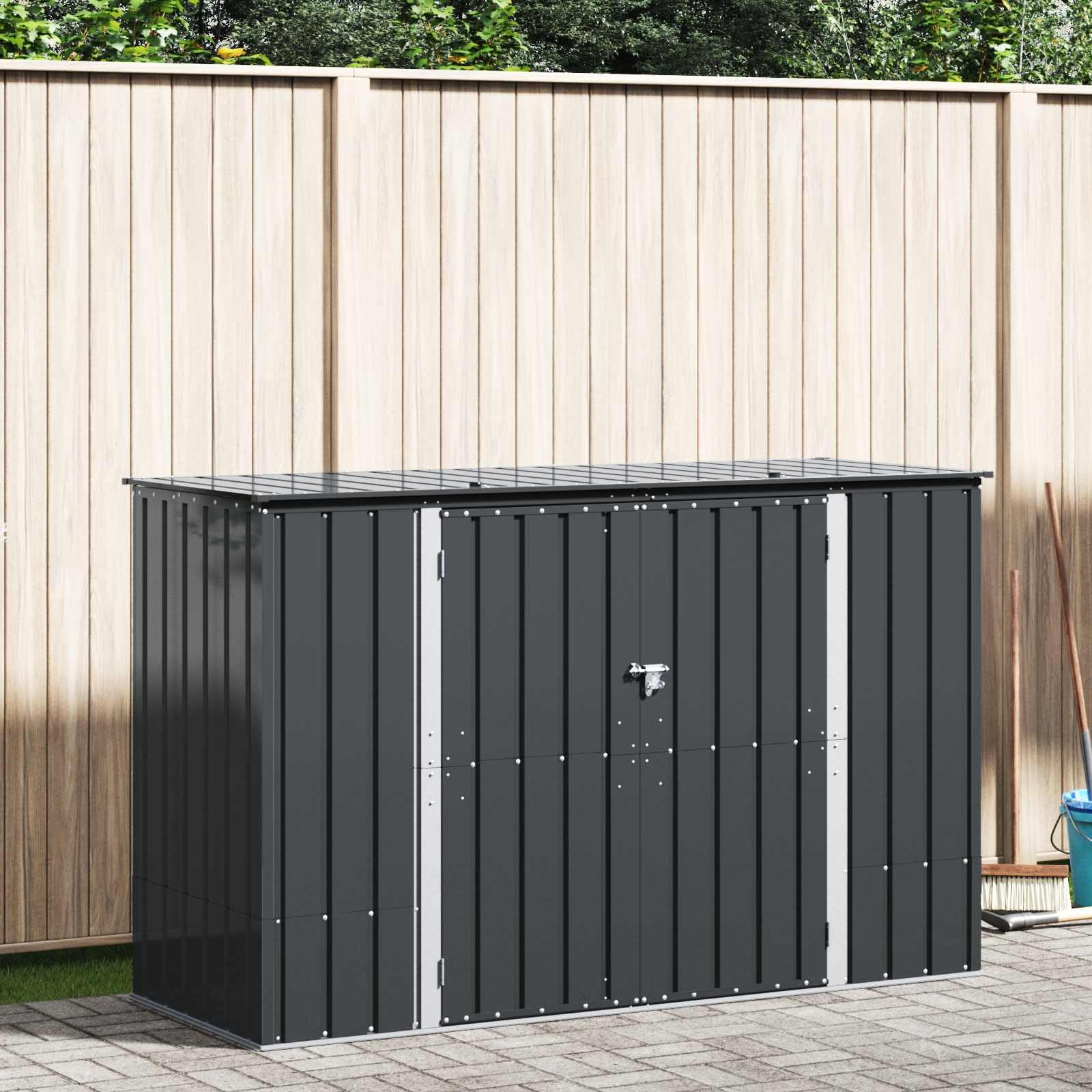 Scatola portaoggetti da giardino, in acciaio, 214 x 82 x 132 cm, richiudibile, resistente alle intemperie, con molto spazio per attrezzi da giardino, bicicletta, tosaerba, attrezzi per esterni
