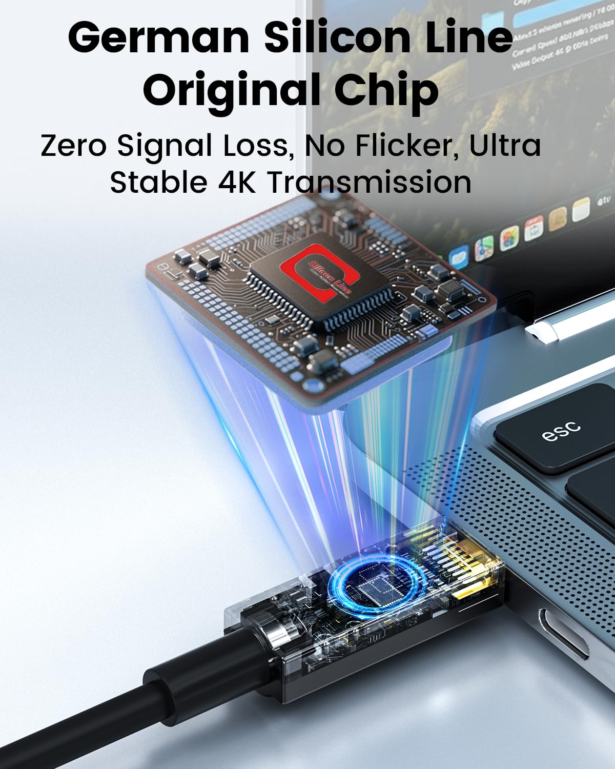 Full-Featured USB C Glasfaserkabel 10M, 10Gbps, 4K@60Hz Video, PD 60W, DP 1.4 Alt Mode, Aktives Optisches USB 3.2 Videokabel mit Deutschem SiliconLine Chip, für Videokonferenzen/4K Logitech Kameras/VR