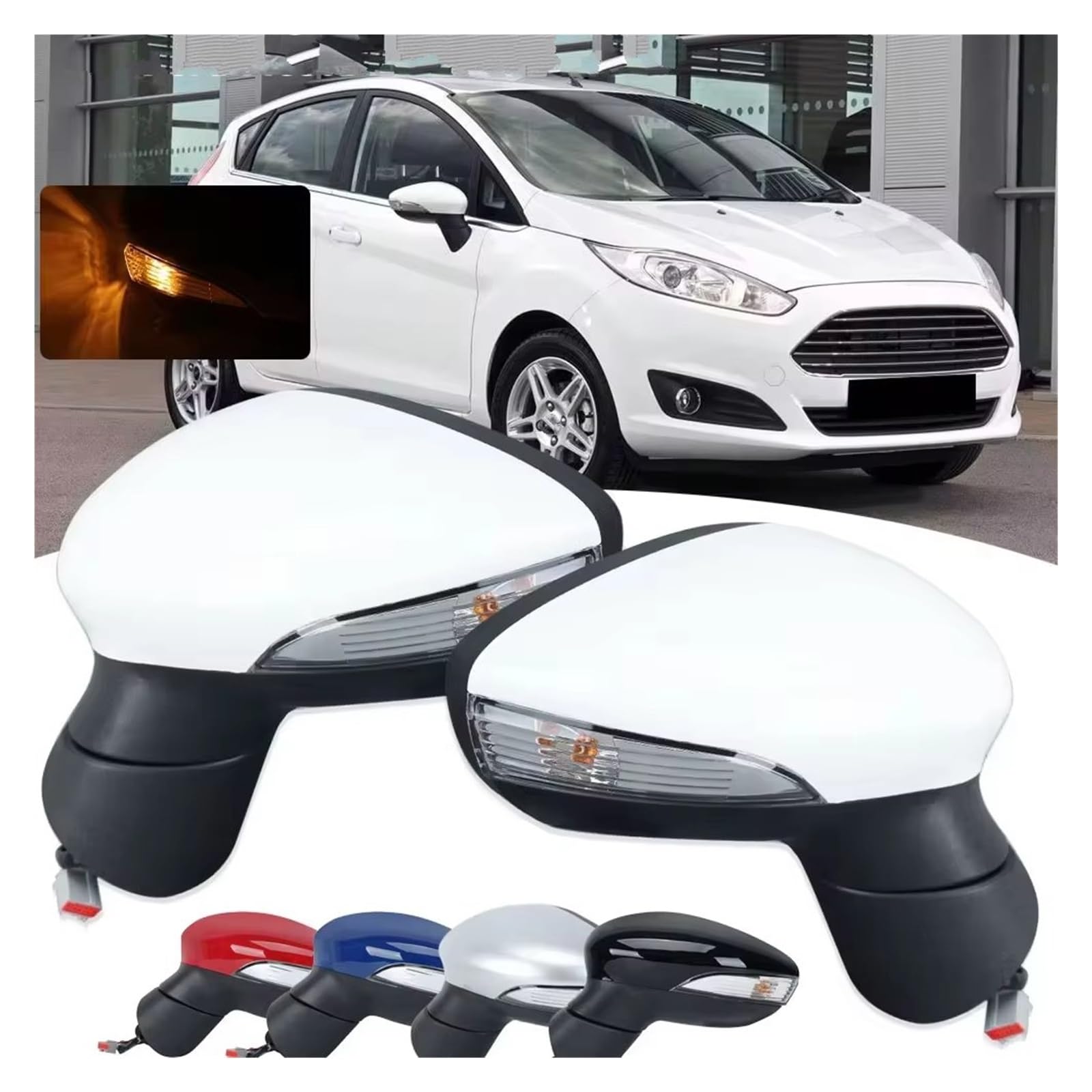 Espejo Retrovisor Eléctrico Calefactable Y Plegable, Luz Intermitente De 6/8 Pines, Accesorio Para Ford Para Fiesta MK7 2013-2017 Retrovisor(6pins left)