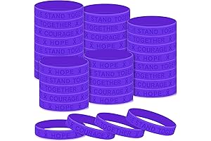 Kigeli 100 Pcs Purple Ribbon Awareness Silicone Bracelets